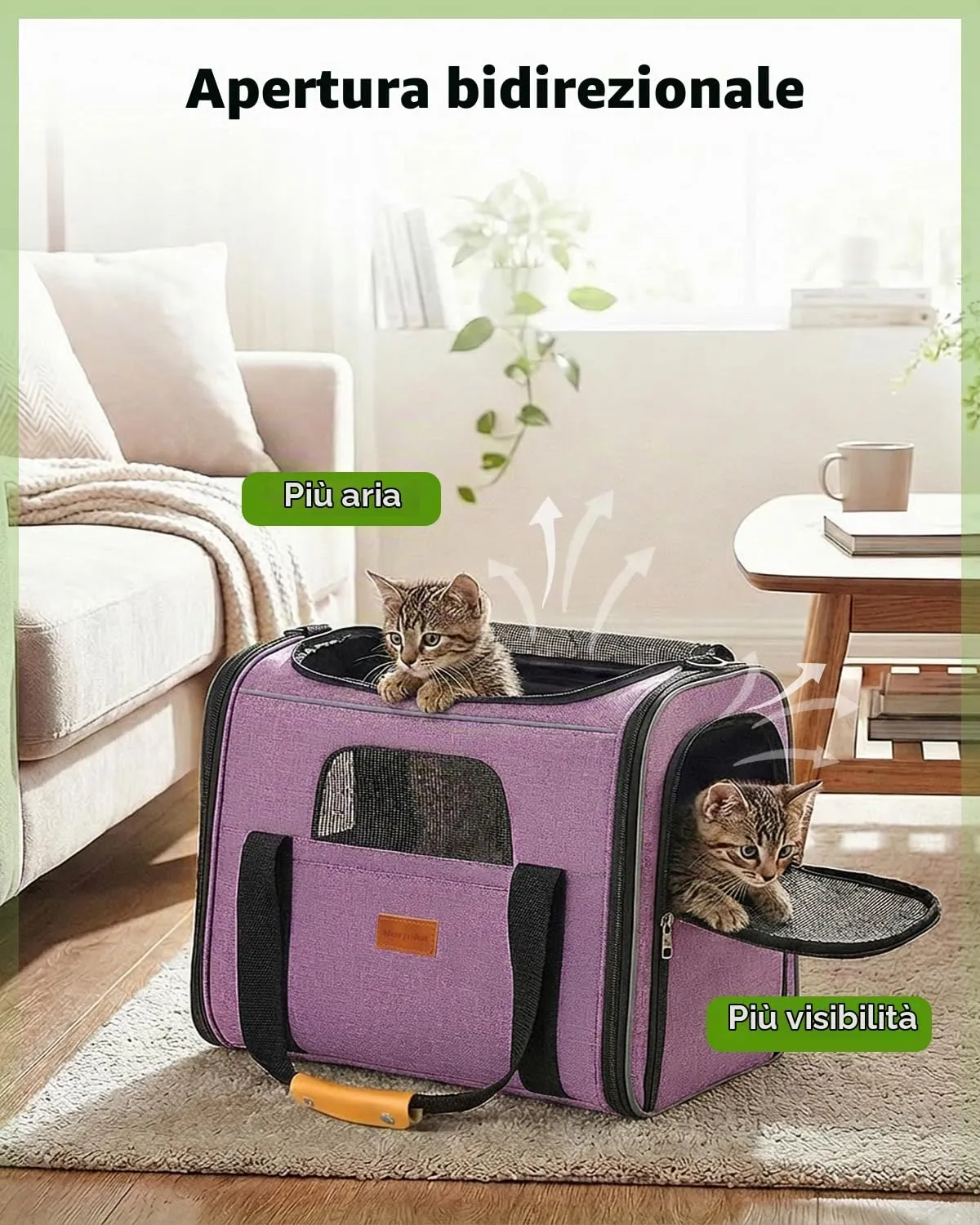 Morpilot Trasportino per Gatti e Cani, 44 x 31 x 34 cm, Borsa da Viaggio Pieghevole fino a 6 kg, Viola Chiaro - immagine 8