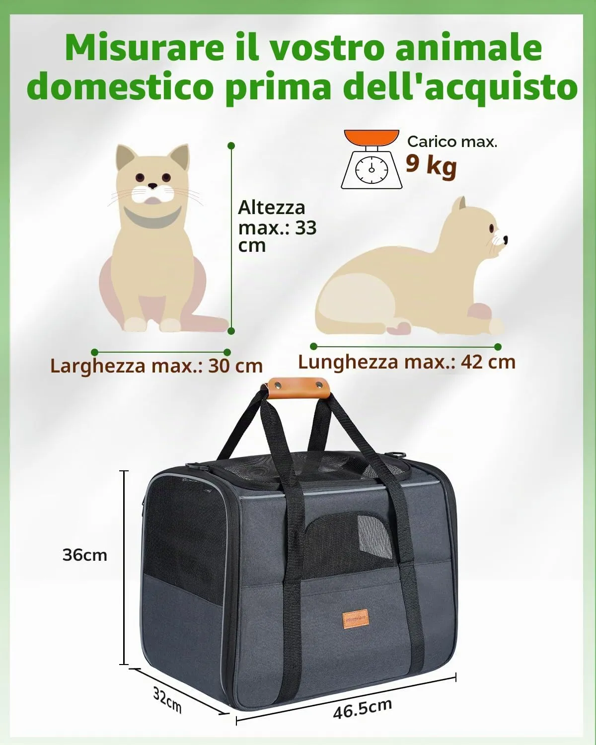 Morpilot Trasportino per Gatti e Cani Portatile e Pieghevole, 43 x 30 x 33 cm, Grigio - immagine 3
