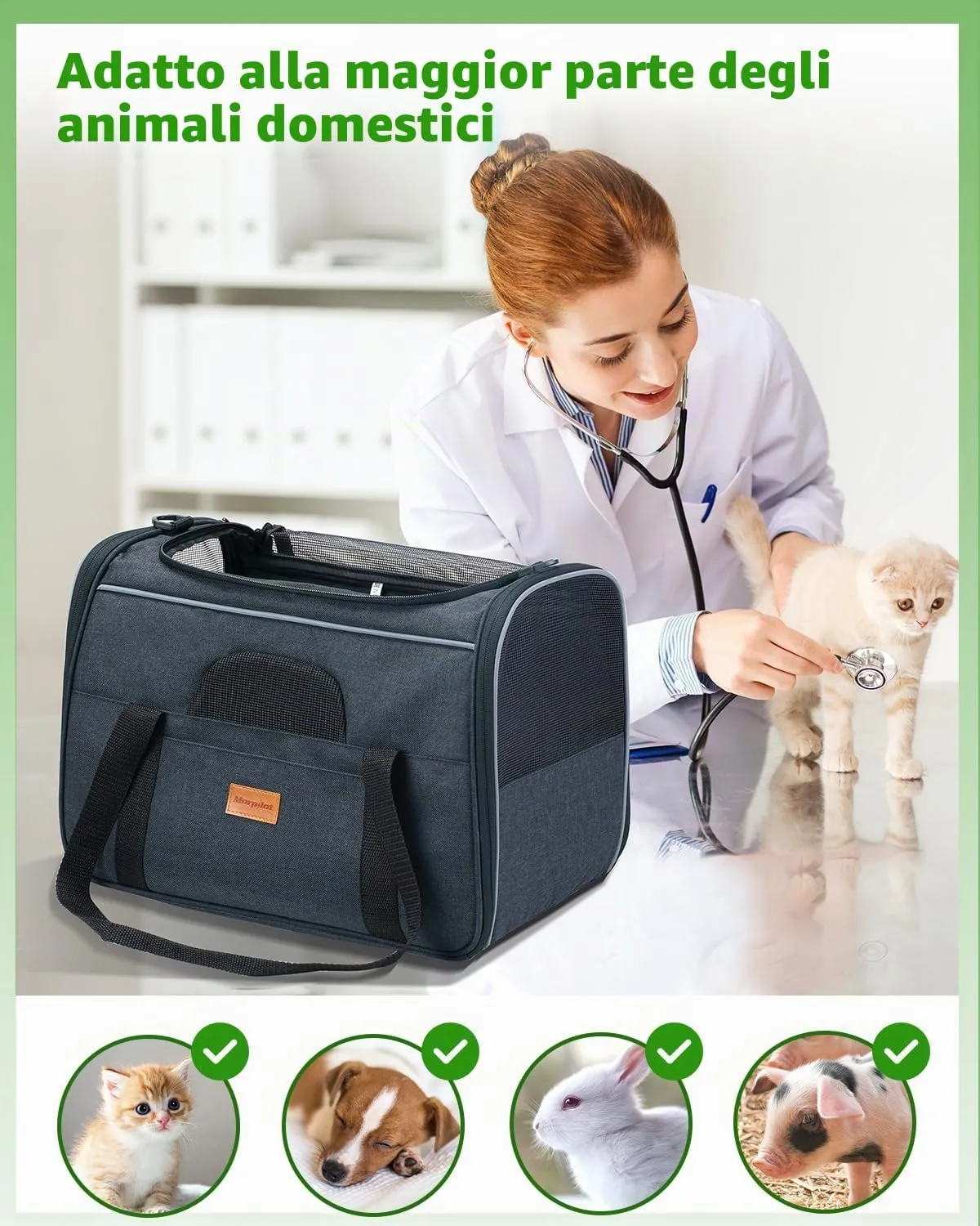 Morpilot Trasportino per Gatti e Cani Portatile e Pieghevole, 43 x 30 x 33 cm, Grigio - immagine 4