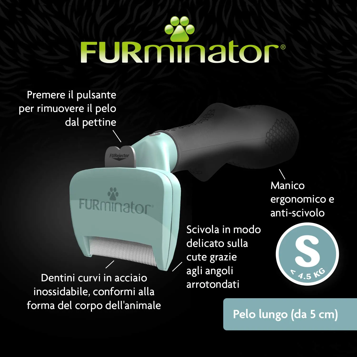 FURminator deShedding Tool, Spazzola per Gatti Taglia S, Pelo Lungo - immagine 4