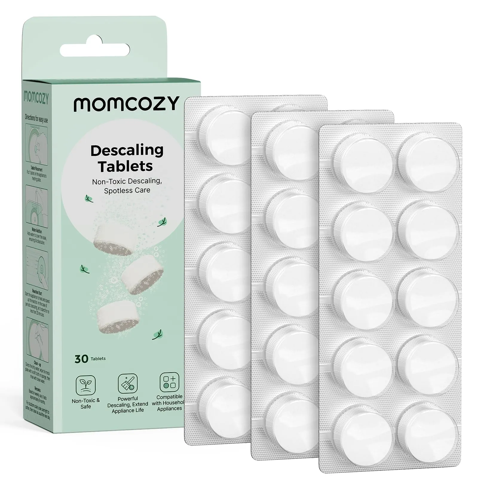 Momcozy KleanPal Pro Pastiglie Disincrostanti per Sterilizzatori, 30 Compresse - immagine 1