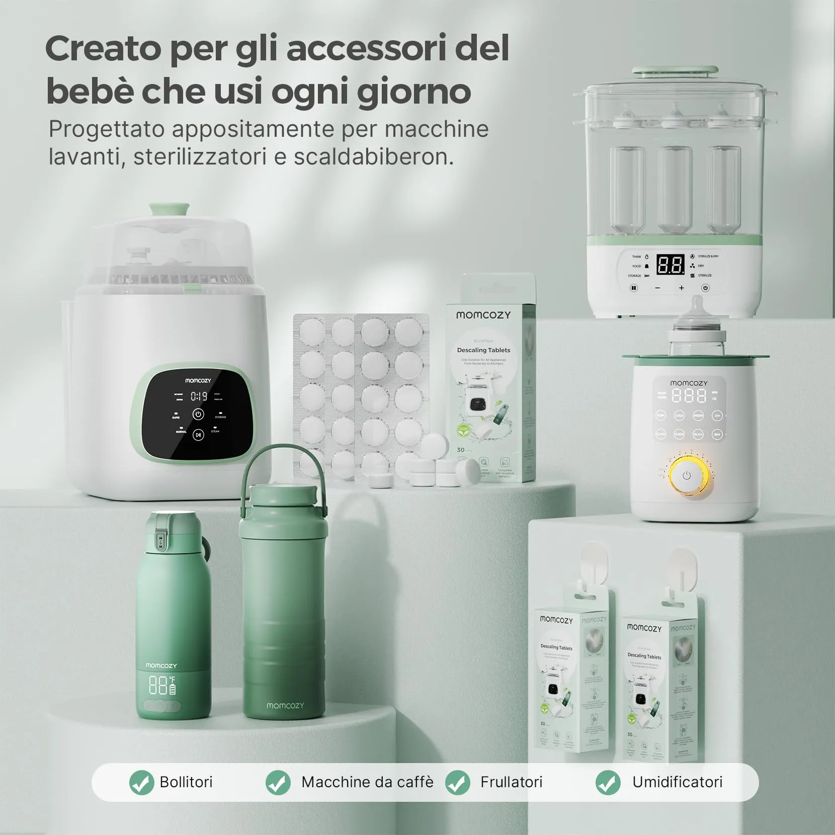 Momcozy KleanPal Pro Pastiglie Disincrostanti per Sterilizzatori, 30 Compresse - immagine 5
