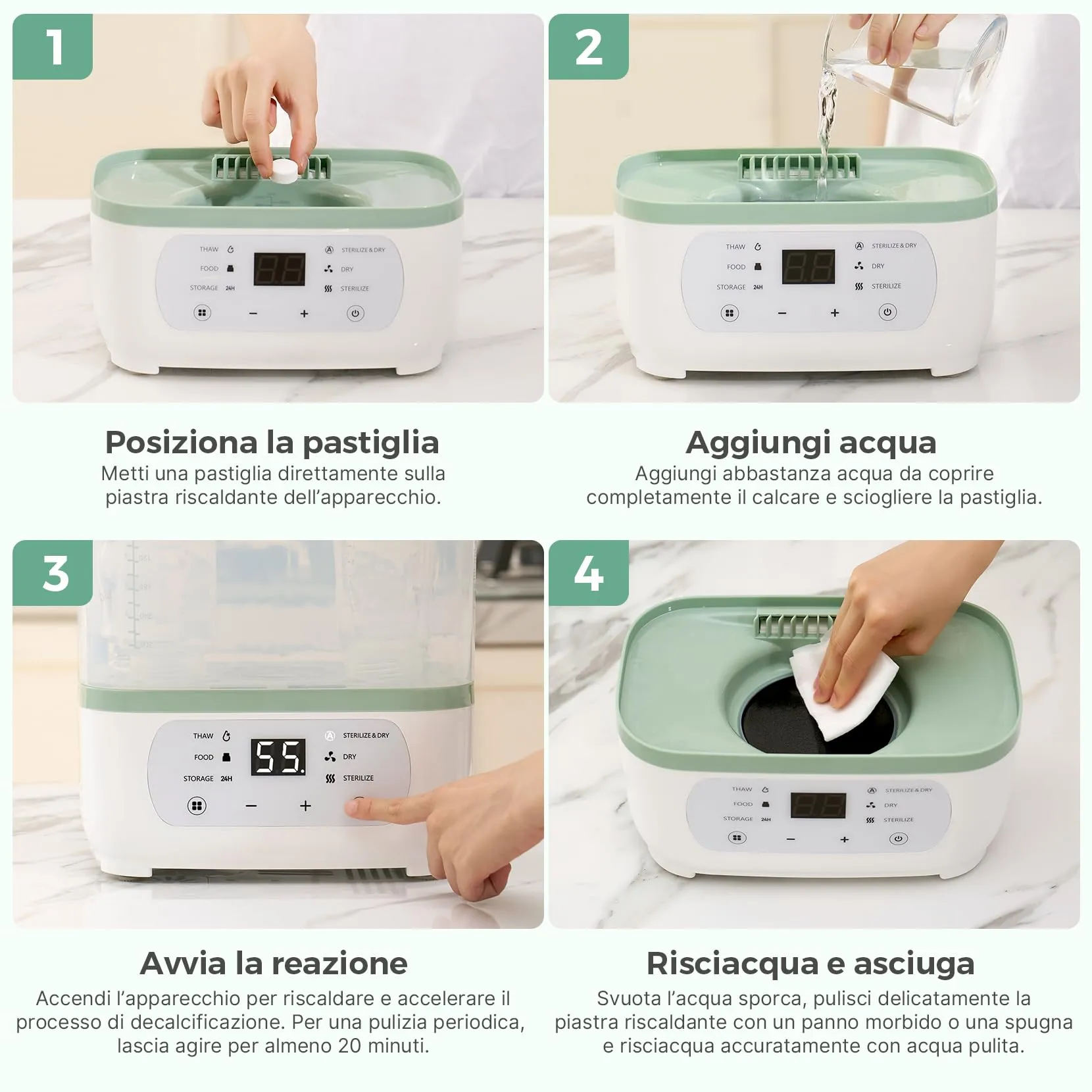 Momcozy KleanPal Pro Pastiglie Disincrostanti per Sterilizzatori, 30 Compresse - immagine 6