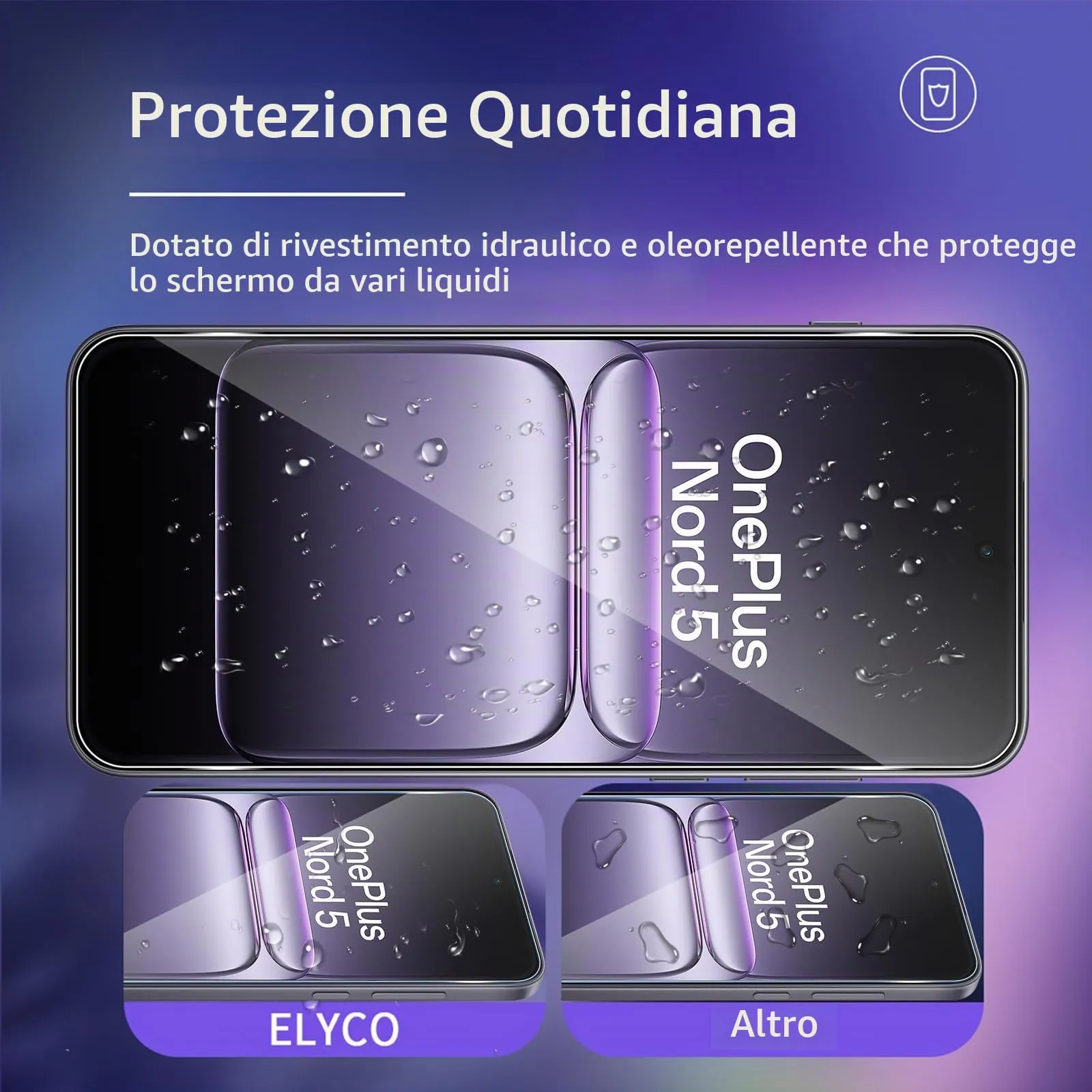 ELYCO Vetro Temperato per OnePlus Nord 5, 3+3 Pezzi - immagine 2