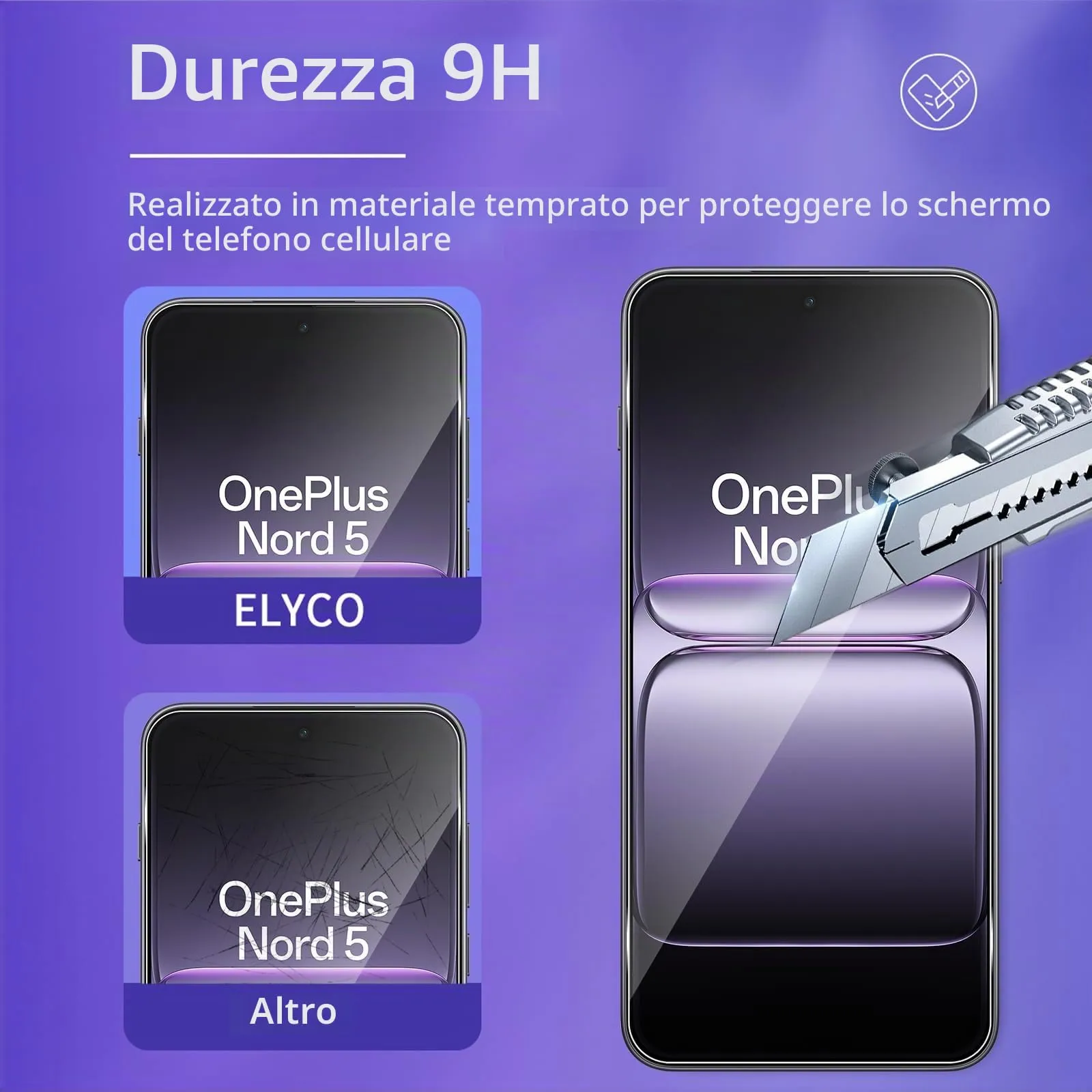 ELYCO Vetro Temperato per OnePlus Nord 5, 3+3 Pezzi - immagine 3