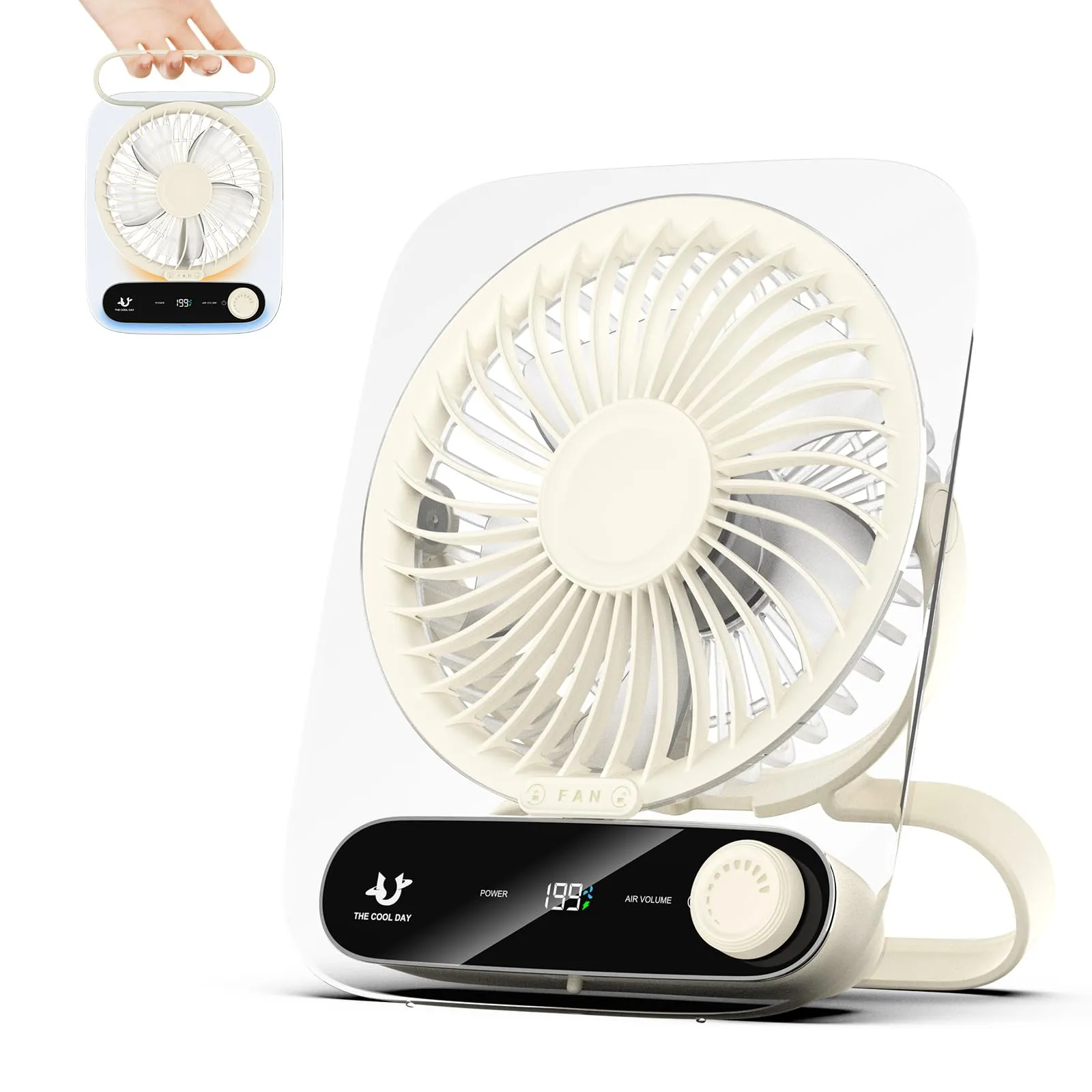 Simpeak Ventilatore da Tavolo Portatile USB JF136, 199 Velocità, 3000mAh, Bianco - immagine 1