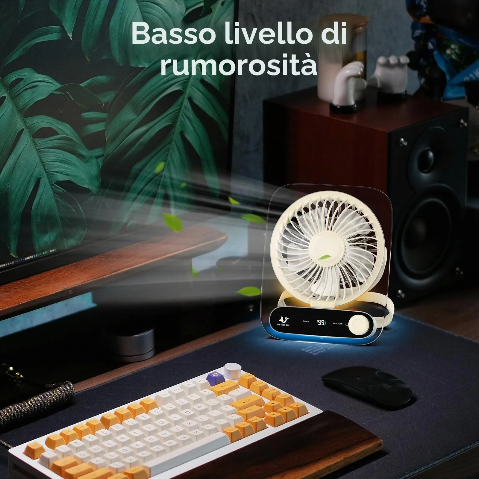 Simpeak Ventilatore da Tavolo Portatile USB JF136, 199 Velocità, 3000mAh, Bianco - immagine 2