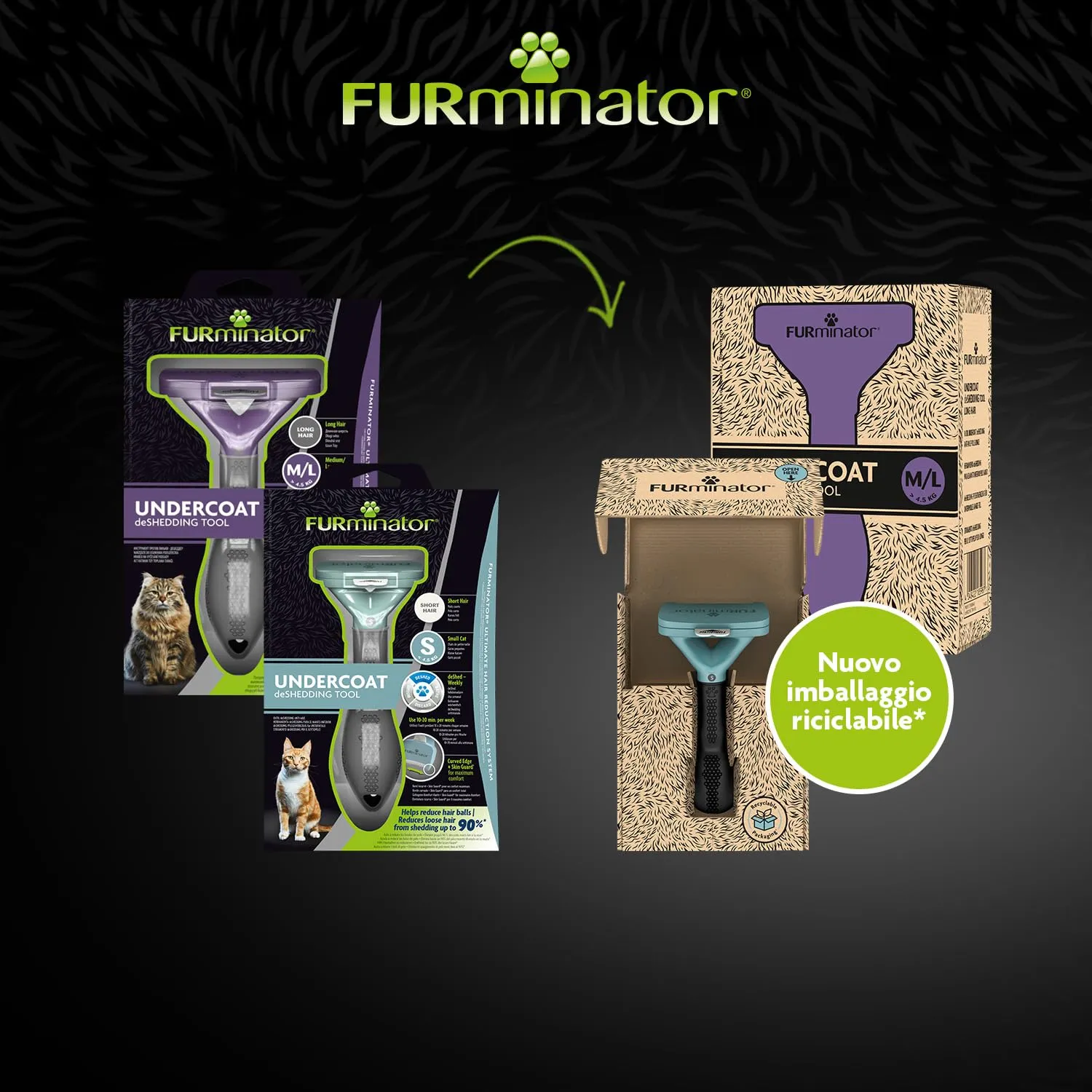 FURminator deShedding Tool, Spazzola per Gatti Taglia M/L, Pelo Lungo - immagine 2