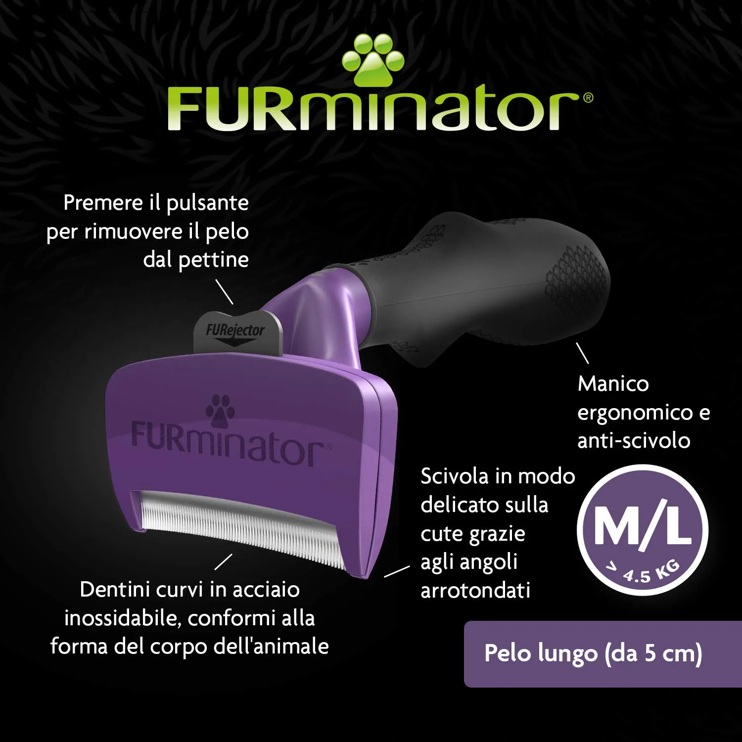 FURminator deShedding Tool, Spazzola per Gatti Taglia M/L, Pelo Lungo - immagine 4