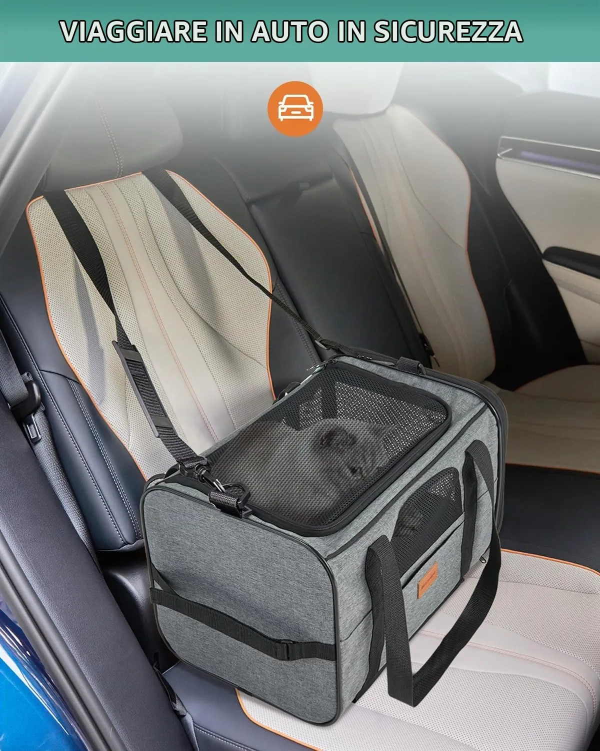 Morpilot Trasportino per gatti e cani di piccola taglia con ruote, approvato dalle compagnie aeree, 43 x 28 x 28 cm, grigio - immagine 5