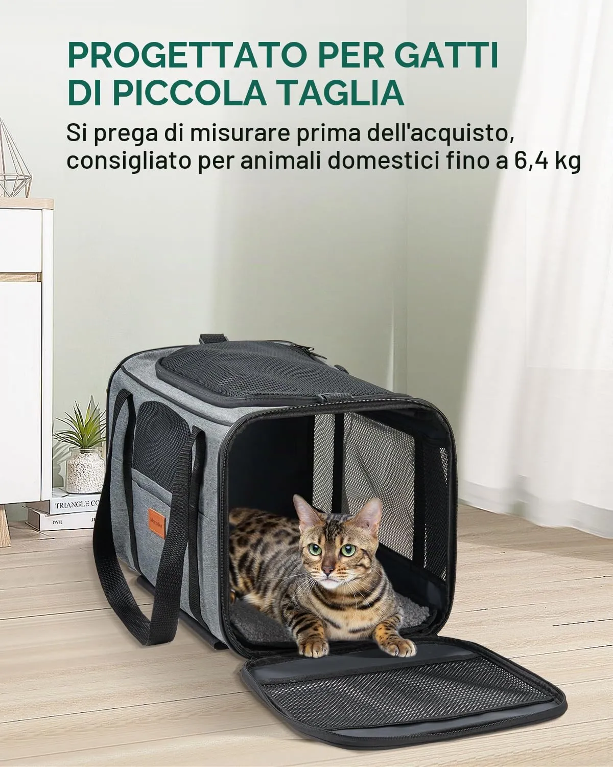 Morpilot Trasportino per gatti e cani di piccola taglia con ruote, approvato dalle compagnie aeree, 43 x 28 x 28 cm, grigio - immagine 8