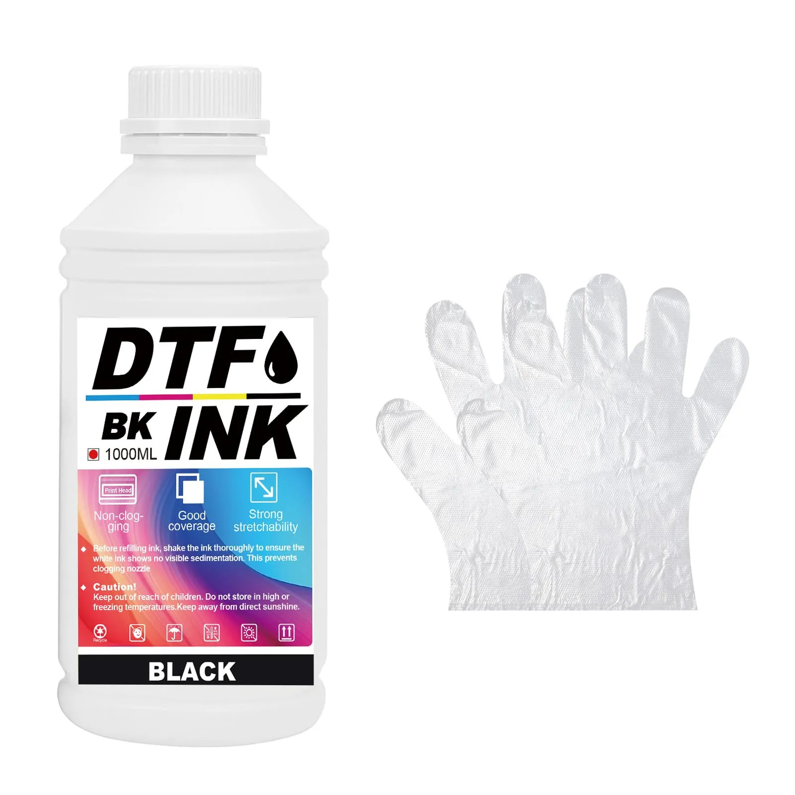 Creatorally Inchiostro DTF per Stampanti a Getto D'Inchiostro Pellicola PET Termica Compatibile con i3200, DX5/DX7, 5113, i4720, XP600 (Nero, 1000 ml) - immagine 1