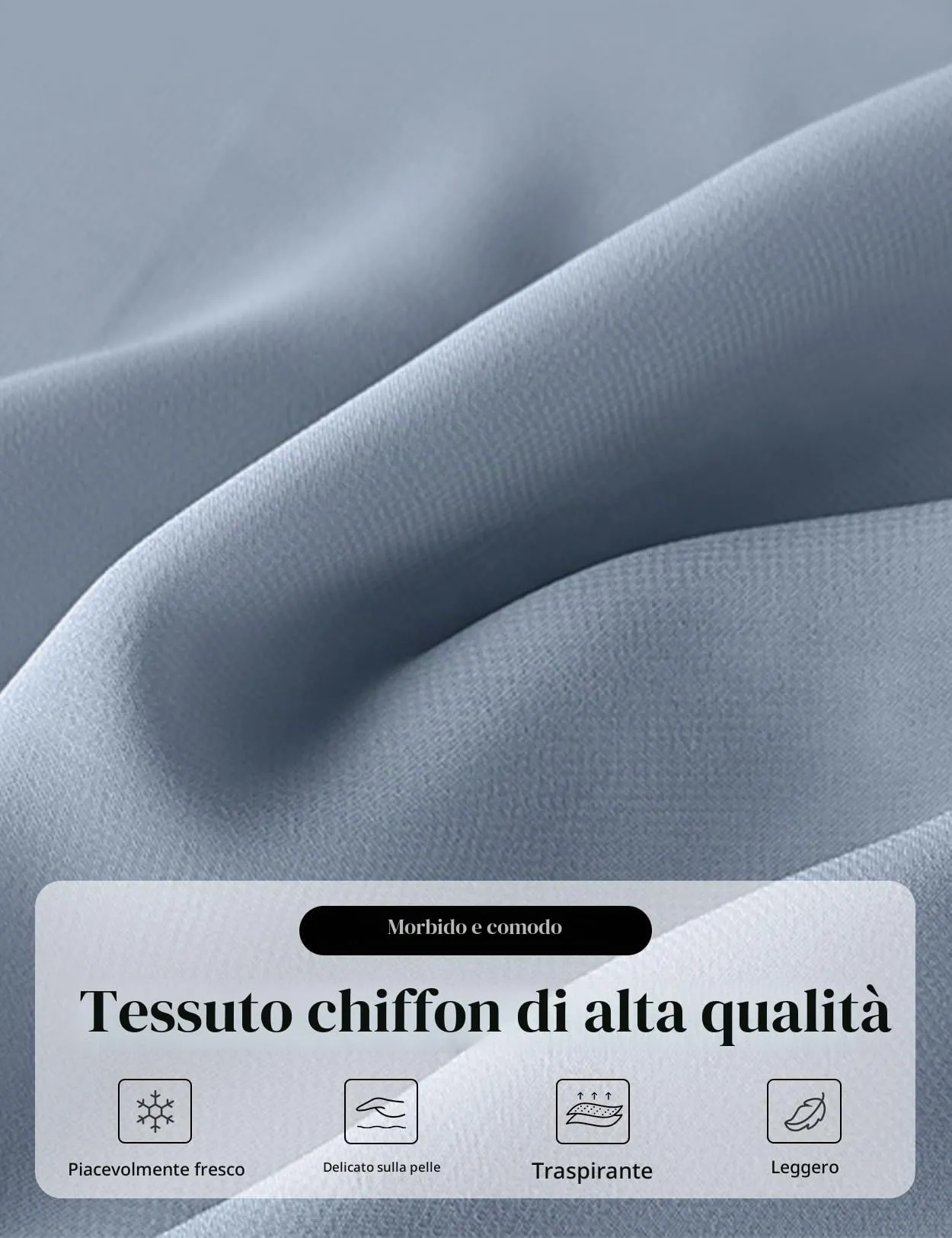 BEAUTELICATE Scialle Elegante Donna Poncho Coprispalle in Chiffon, Blu Polveroso - immagine 5