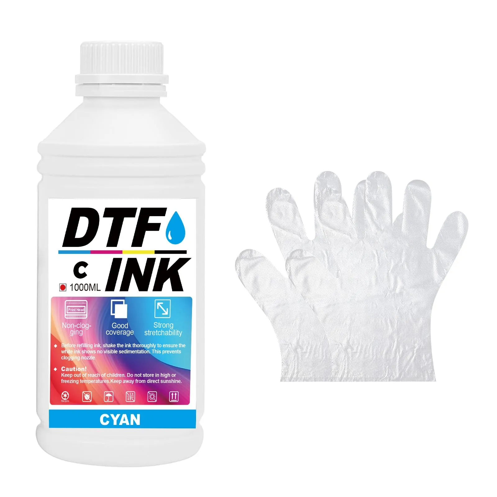 Creatorally Inchiostro DTF per Stampanti a Getto D'Inchiostro Pellicola PET Termica, Compatibile con i3200, DX5/DX7, 5113, i4720, XP600 (Ciano, 1000 ml) - immagine 1