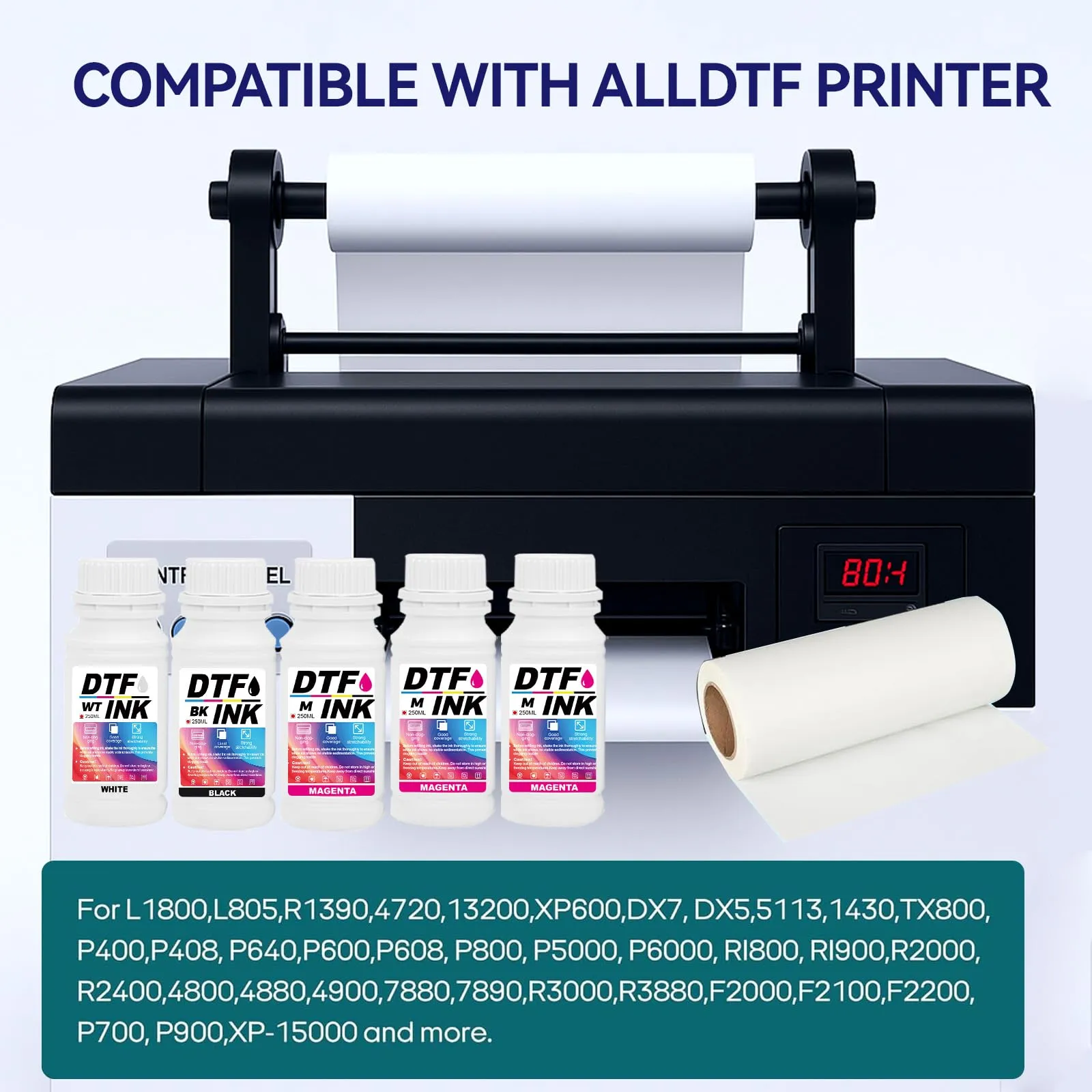 Creatorally Inchiostro DTF per Stampanti a Getto D'Inchiostro Pellicola PET Termica, Compatibile con i3200, DX5/DX7, 5113, i4720, XP600 (Ciano, 1000 ml) - immagine 6