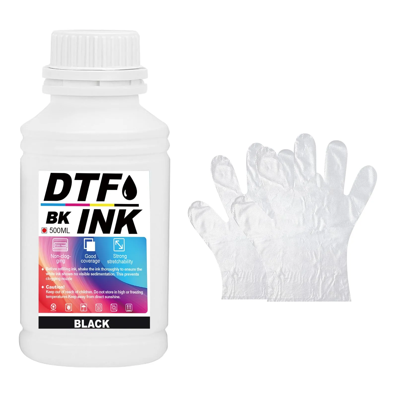 Creatorally Inchiostro DTF per Stampanti a Getto D'Inchiostro Pellicola PET Termica, Compatibile con i3200, DX5/DX7, 5113, i4720, XP600 (Nero, 500 ml) - immagine 1