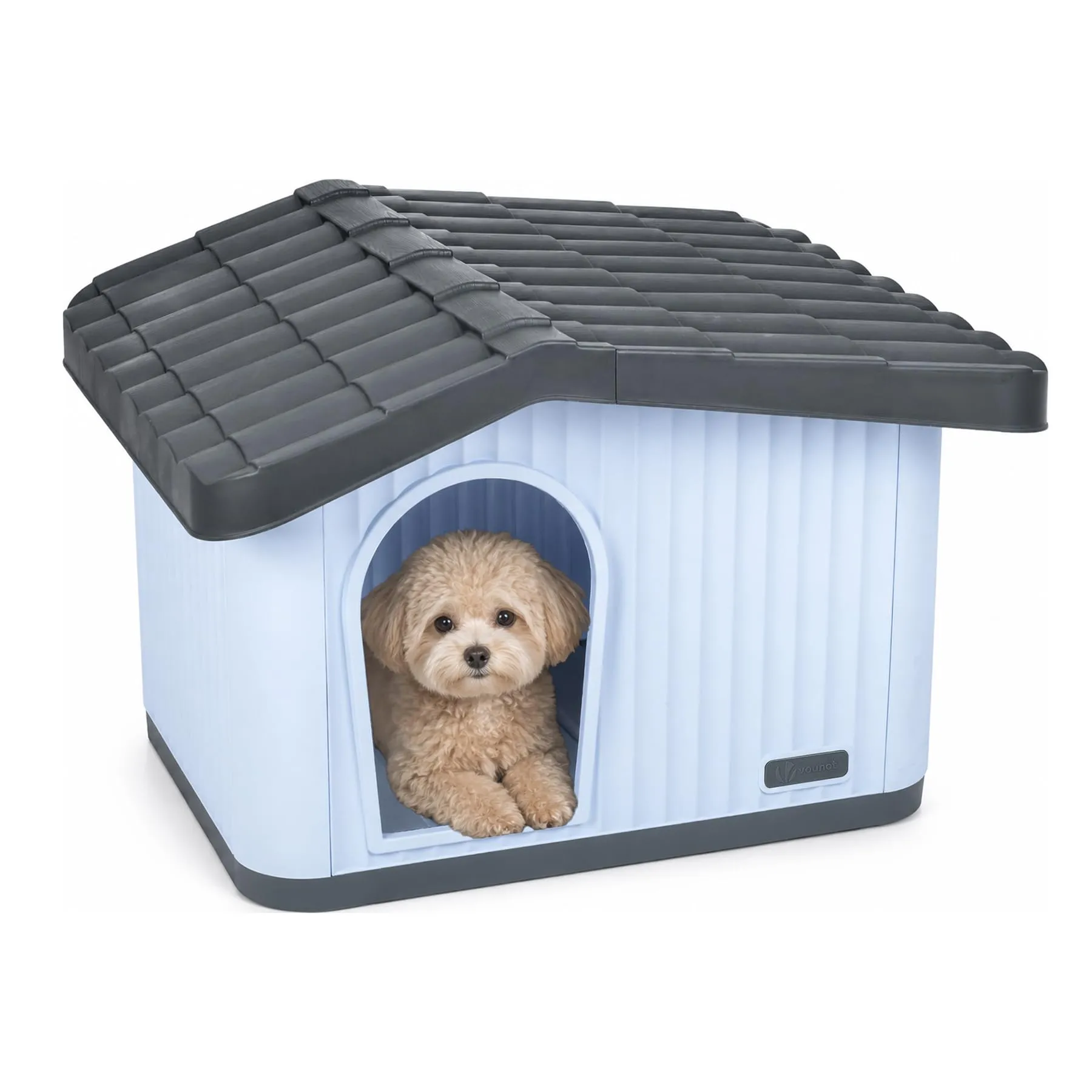 VOUNOT Cuccia Impermeabile per Gatti e Cani con Tetto Inclinato, 60x51x41 cm, Bianco - immagine 1
