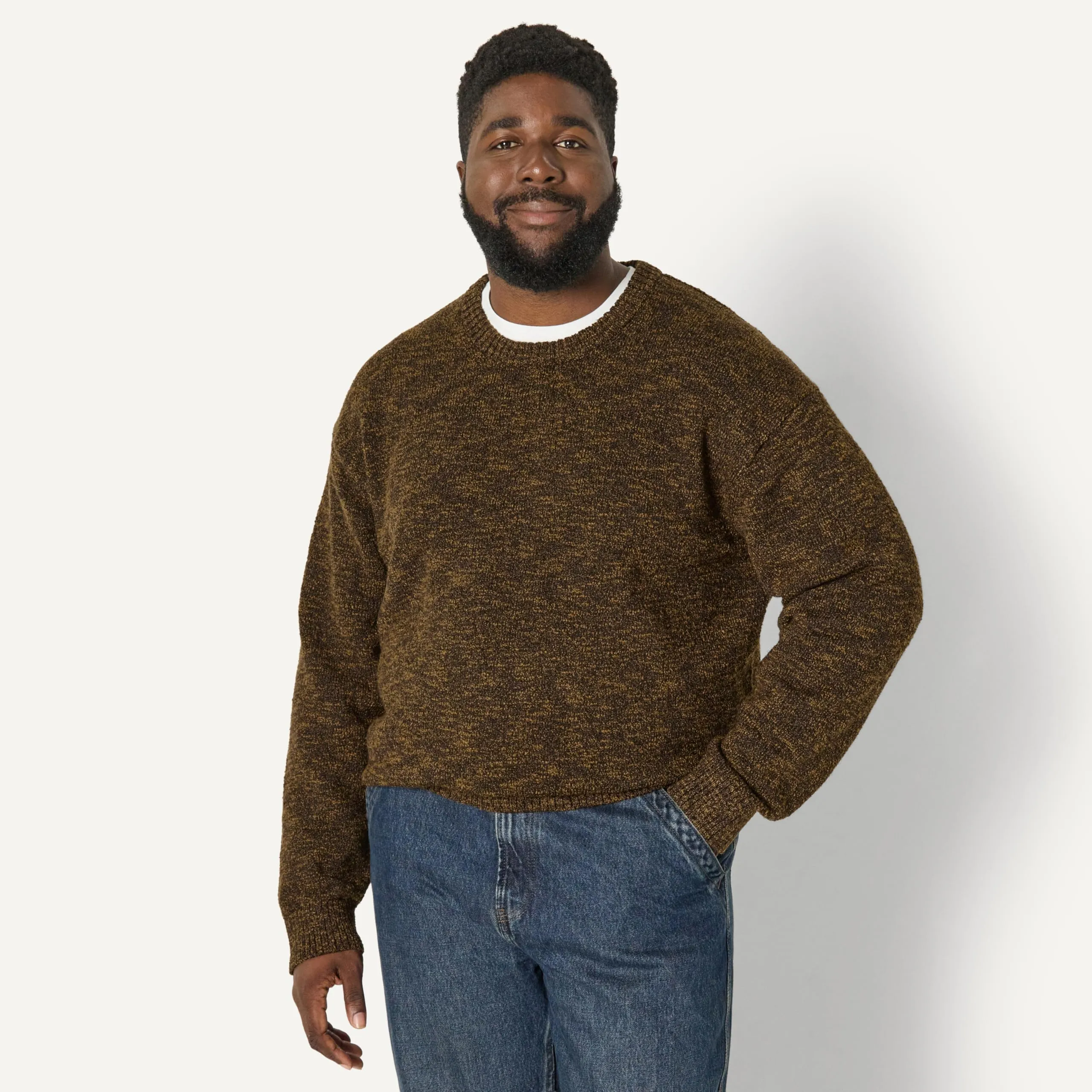 Amazon Essentials Pullover Vestibilità Comoda Uomo, Marrone Scuro Mélange, M - immagine 6
