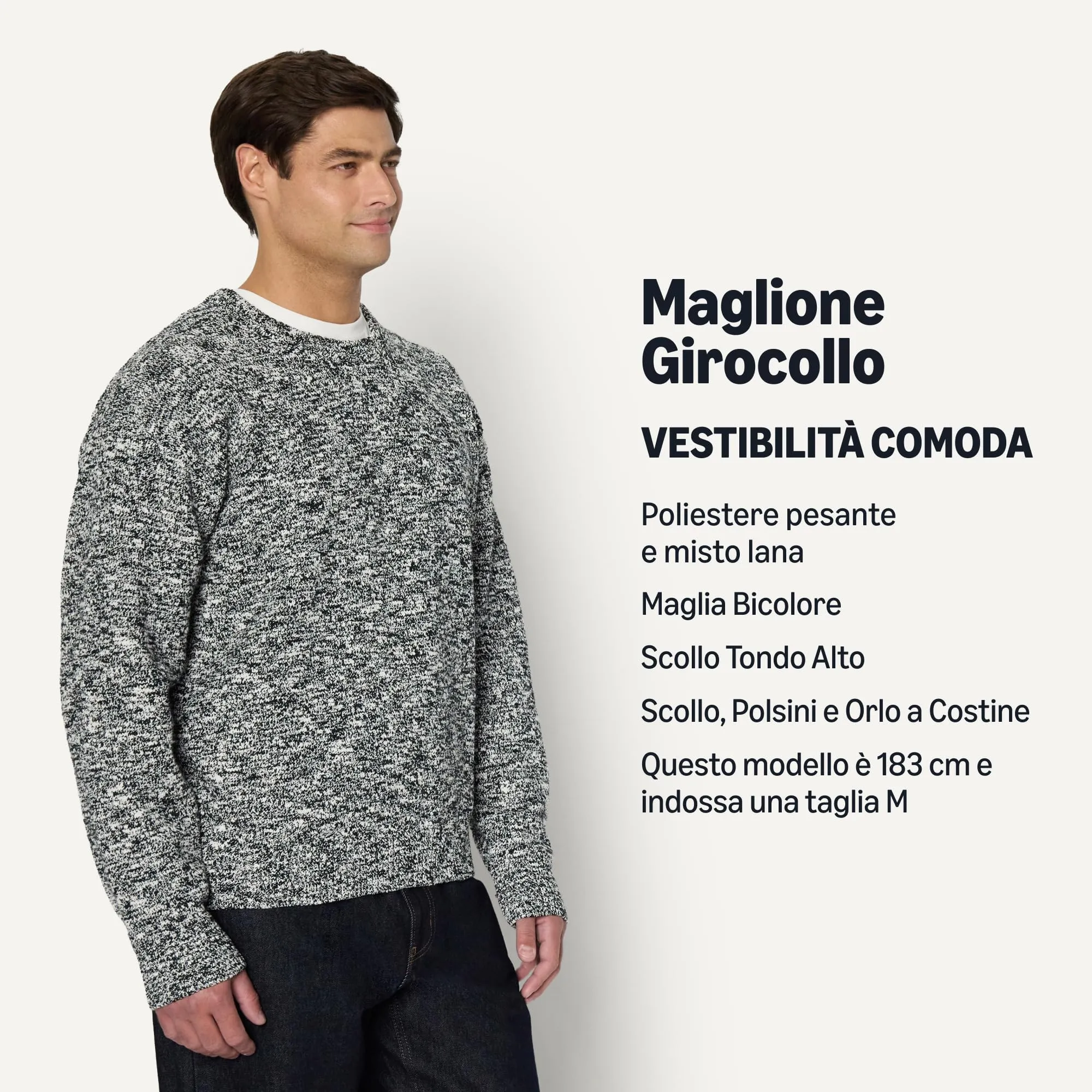 Amazon Essentials Pullover Vestibilità Comoda Uomo, Nero Mélange, XXL - immagine 4