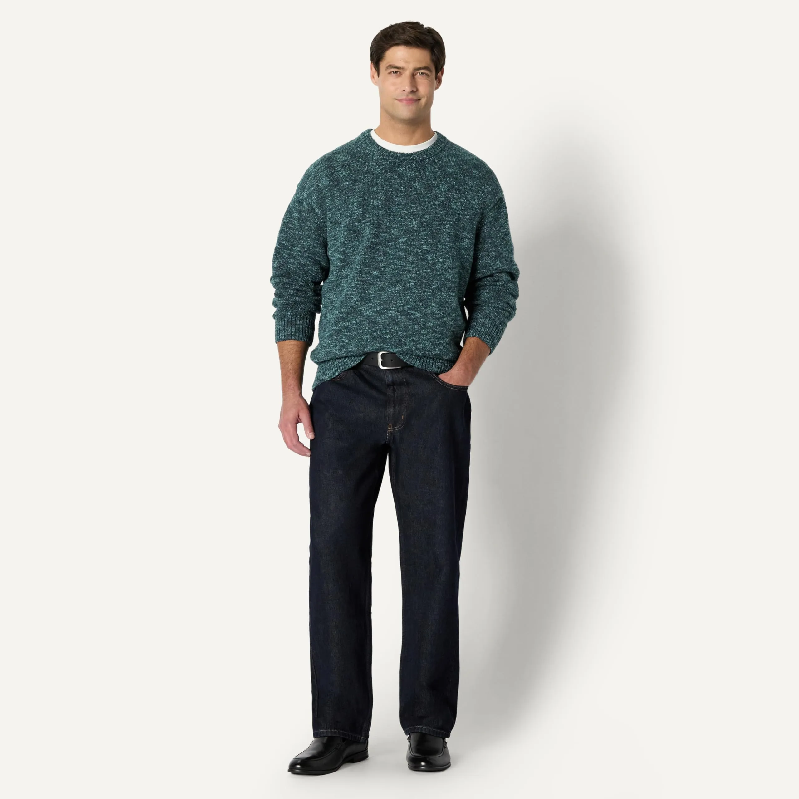 Amazon Essentials Pullover Vestibilità Comoda Uomo, Dark Teal Green Mélange, XXL - immagine 3