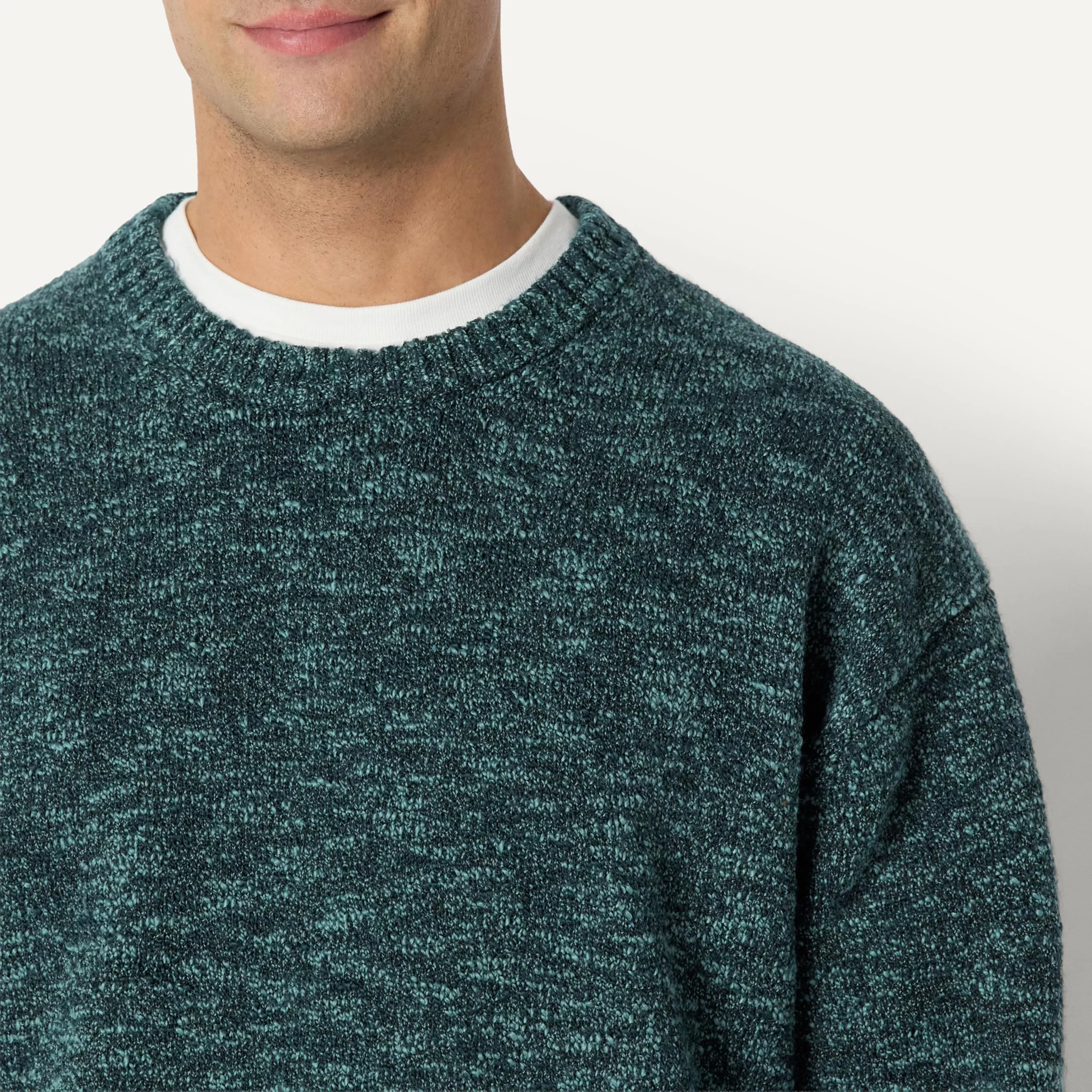 Amazon Essentials Pullover Vestibilità Comoda Uomo, Dark Teal Green Mélange, XXL - immagine 5