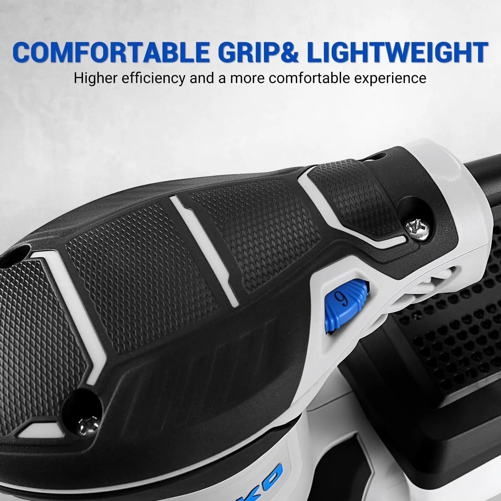 DEKOPRO Levigatrice Orbitale 300W, 6 Velocità, 14000RPM, 125mm (Blu Grigio) - immagine 9