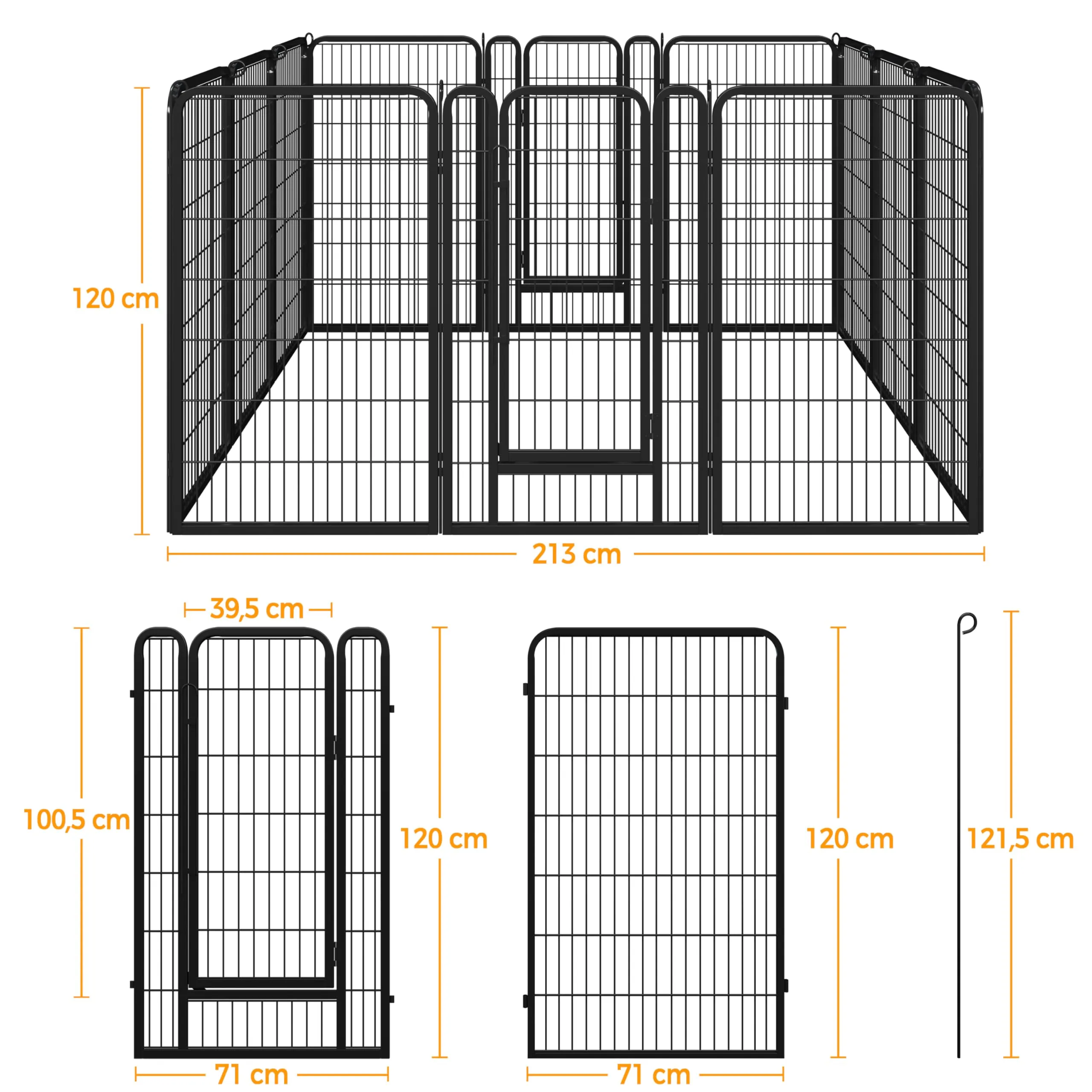 Yaheetech Recinto per Animali Pieghevole 12 Pannelli 71 x 120 cm Nero - immagine 4
