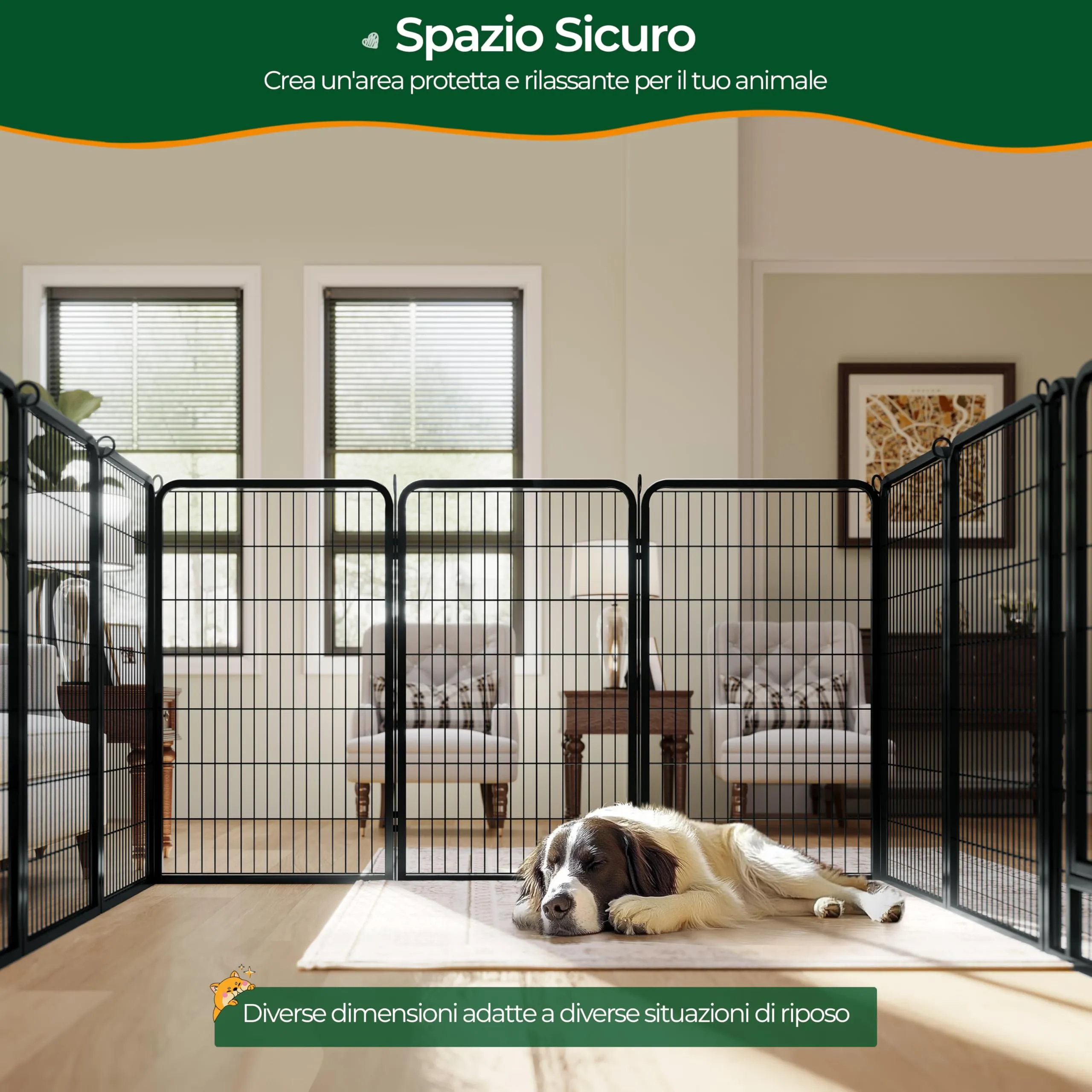 Yaheetech Recinto per Animali Pieghevole 6 Pannelli 71 x 120 cm Nero - immagine 5