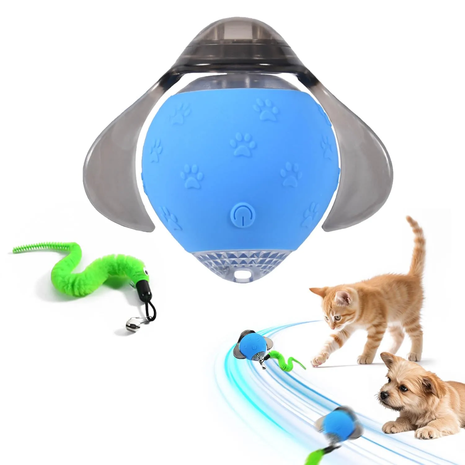 Kinizuxi Palla Elettrica Interattiva per Gatti, Giocattolo Intelligente Rotolante Automatica Ricaricabile, Blu - immagine 1