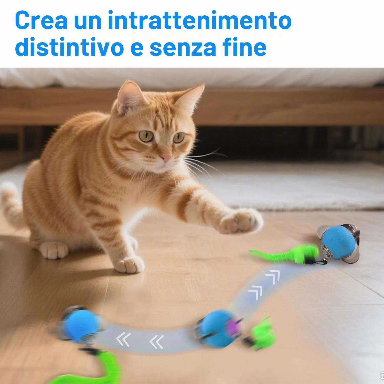 Kinizuxi Palla Elettrica Interattiva per Gatti, Giocattolo Intelligente Rotolante Automatica Ricaricabile, Blu - immagine 2
