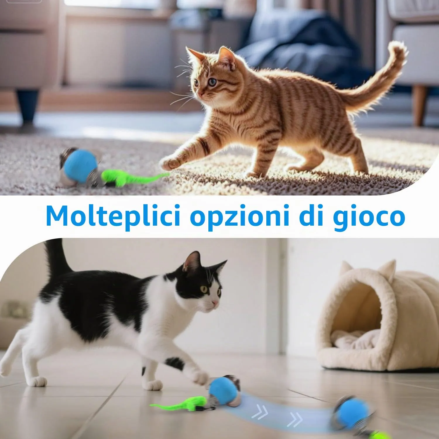 Kinizuxi Palla Elettrica Interattiva per Gatti, Giocattolo Intelligente Rotolante Automatica Ricaricabile, Blu - immagine 7