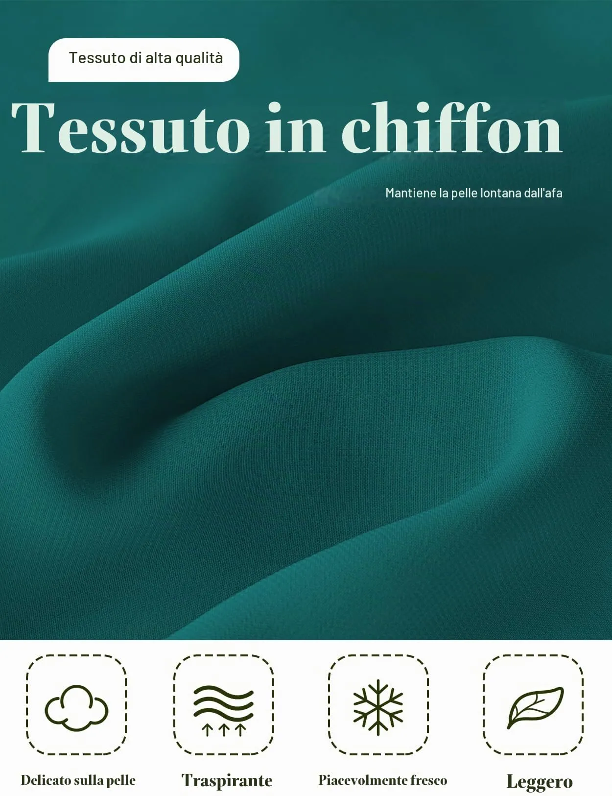 BEAUTELICATE Scialle Elegante Donna Poncho Coprispalle in Chiffon, Verde Acqua - immagine 5