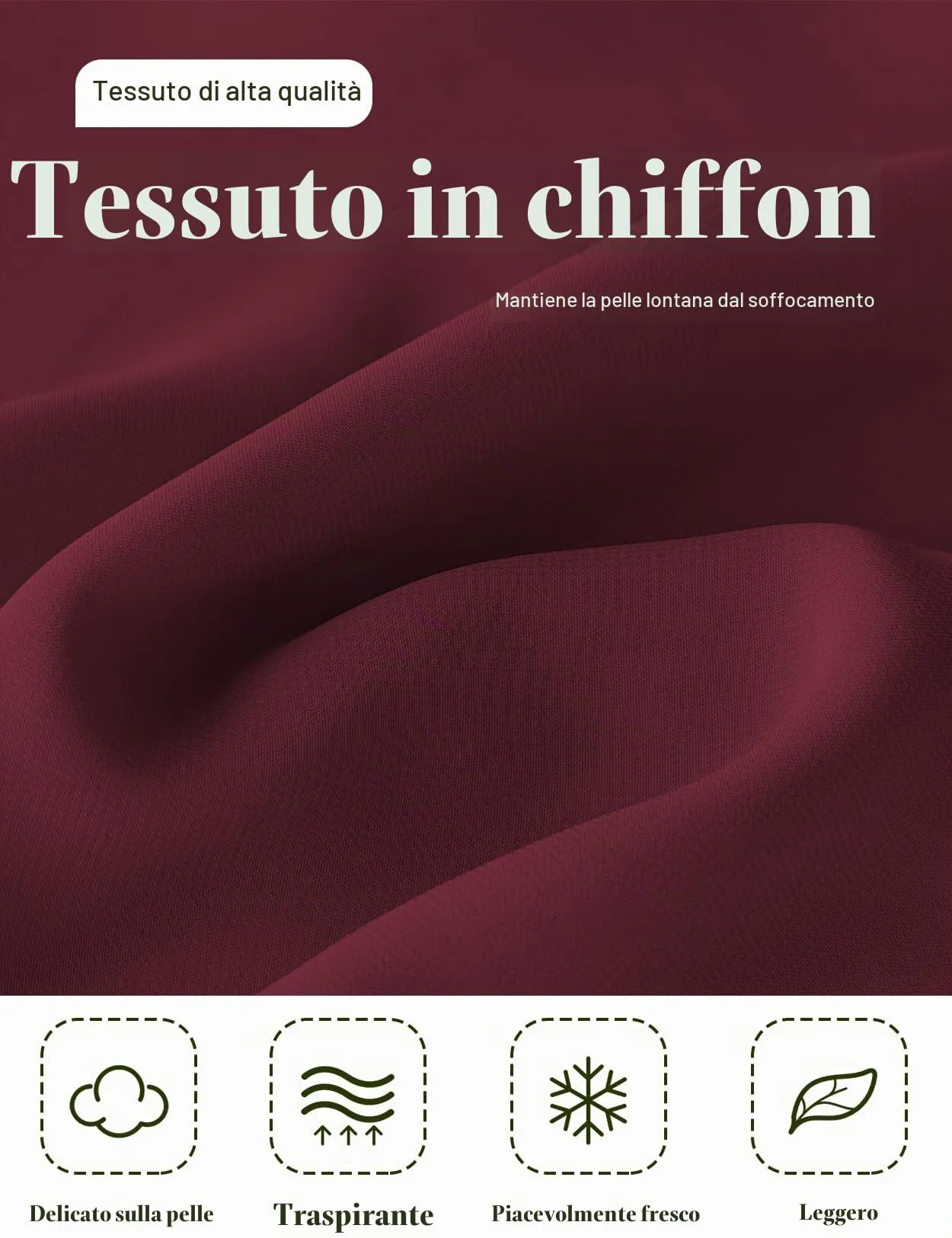 BEAUTELICATE Scialle Elegante Donna Poncho Coprispalle in Chiffon, Borgogna - immagine 5