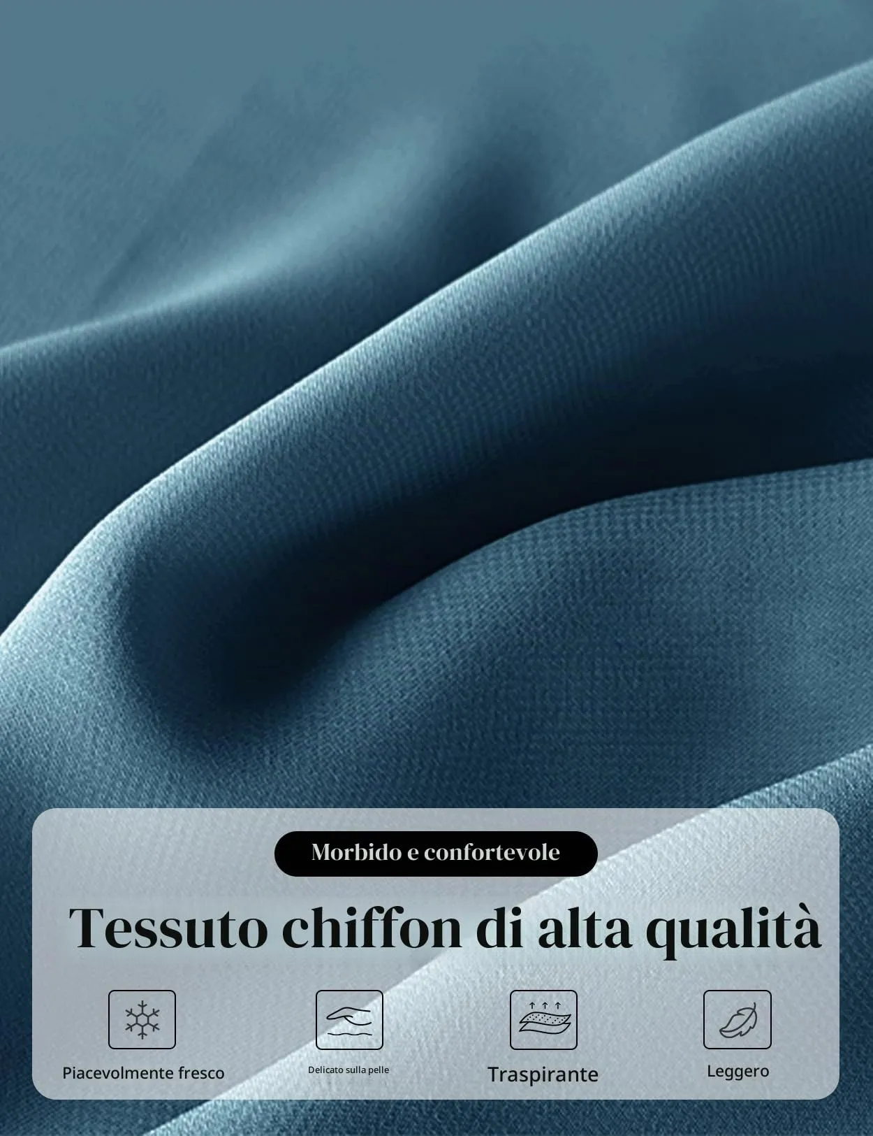 BEAUTELICATE Scialle Elegante Donna Poncho Coprispalle in Chiffon, Blu Inchiostro - immagine 5
