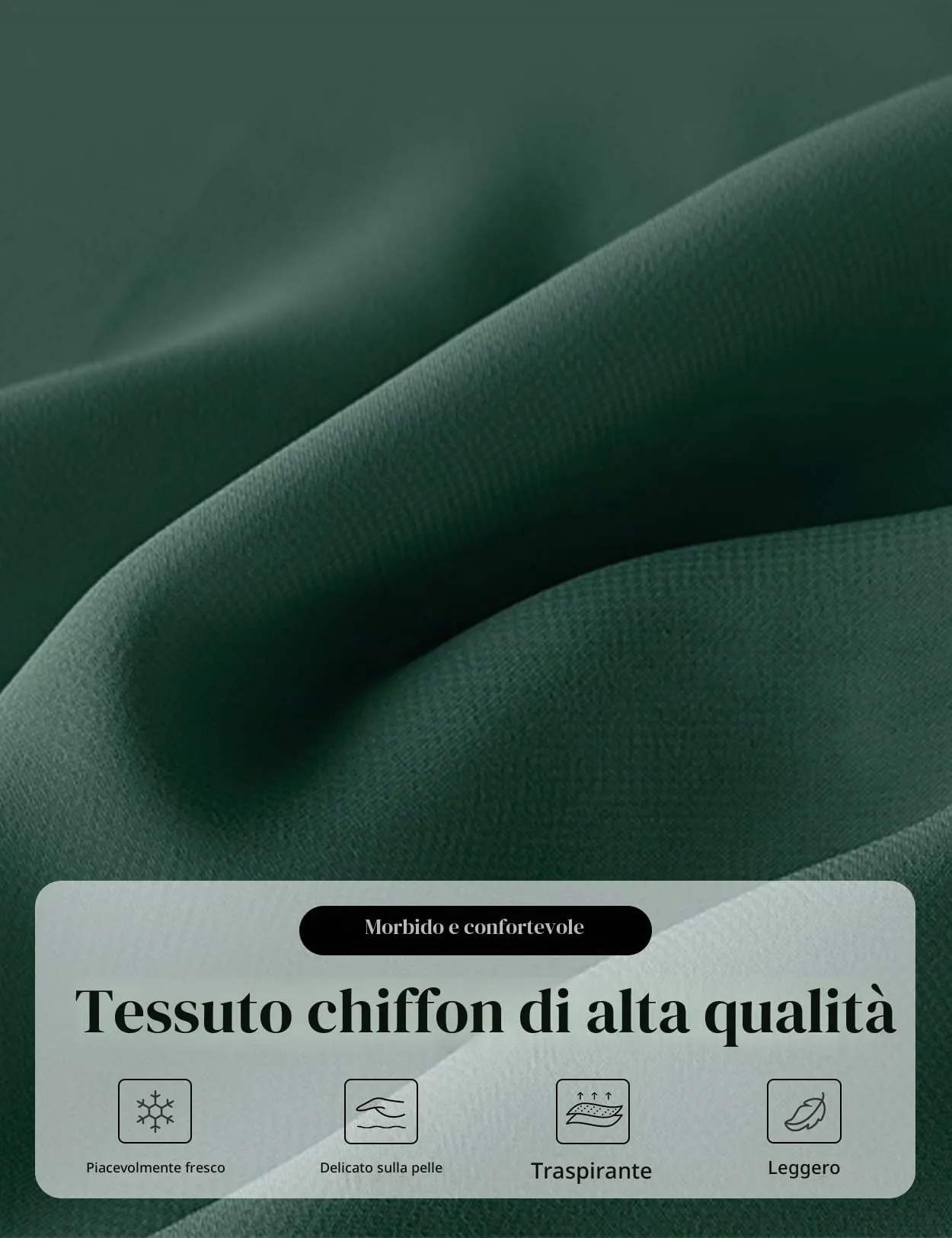 BEAUTELICATE Scialle Elegante Donna Poncho Coprispalle in Chiffon, Verde Cacciatore - immagine 5