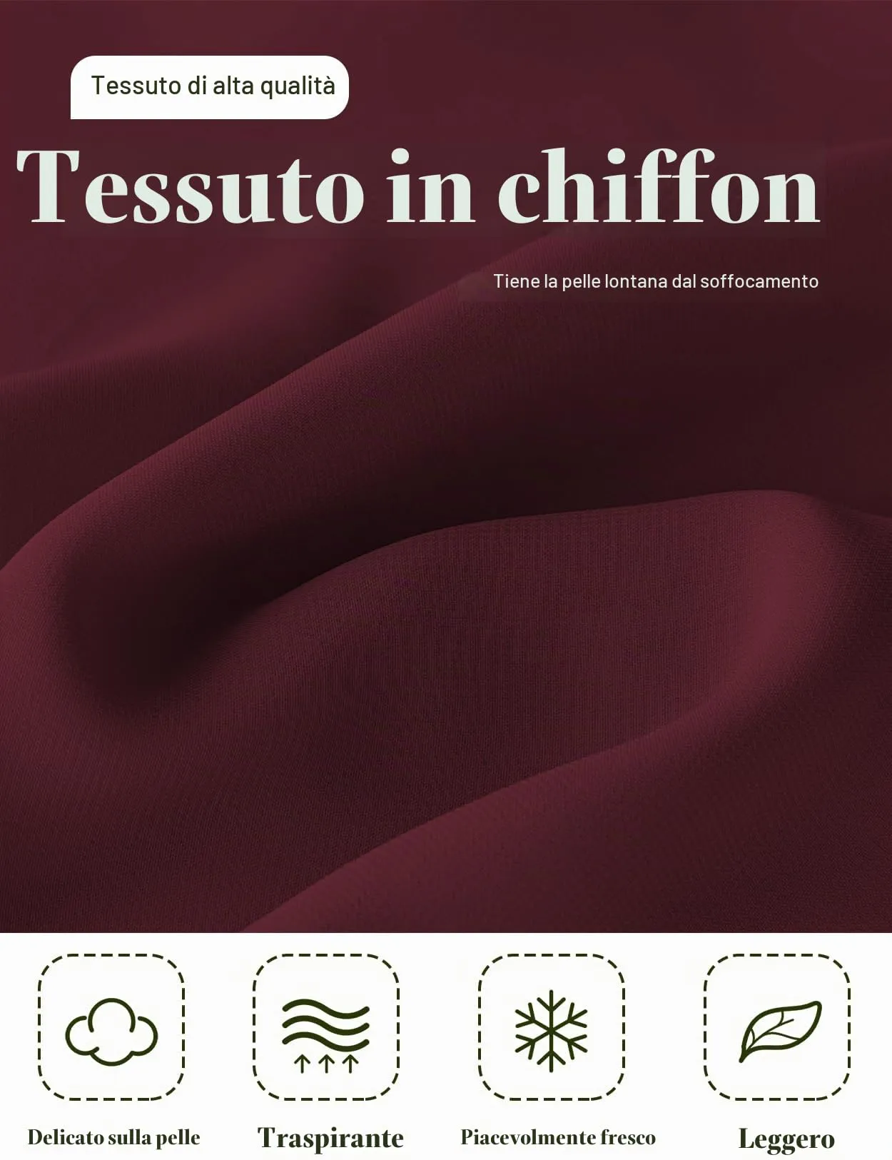 BEAUTELICATE Scialle Elegante Donna Poncho Coprispalle in Chiffon, Cabernet - immagine 5