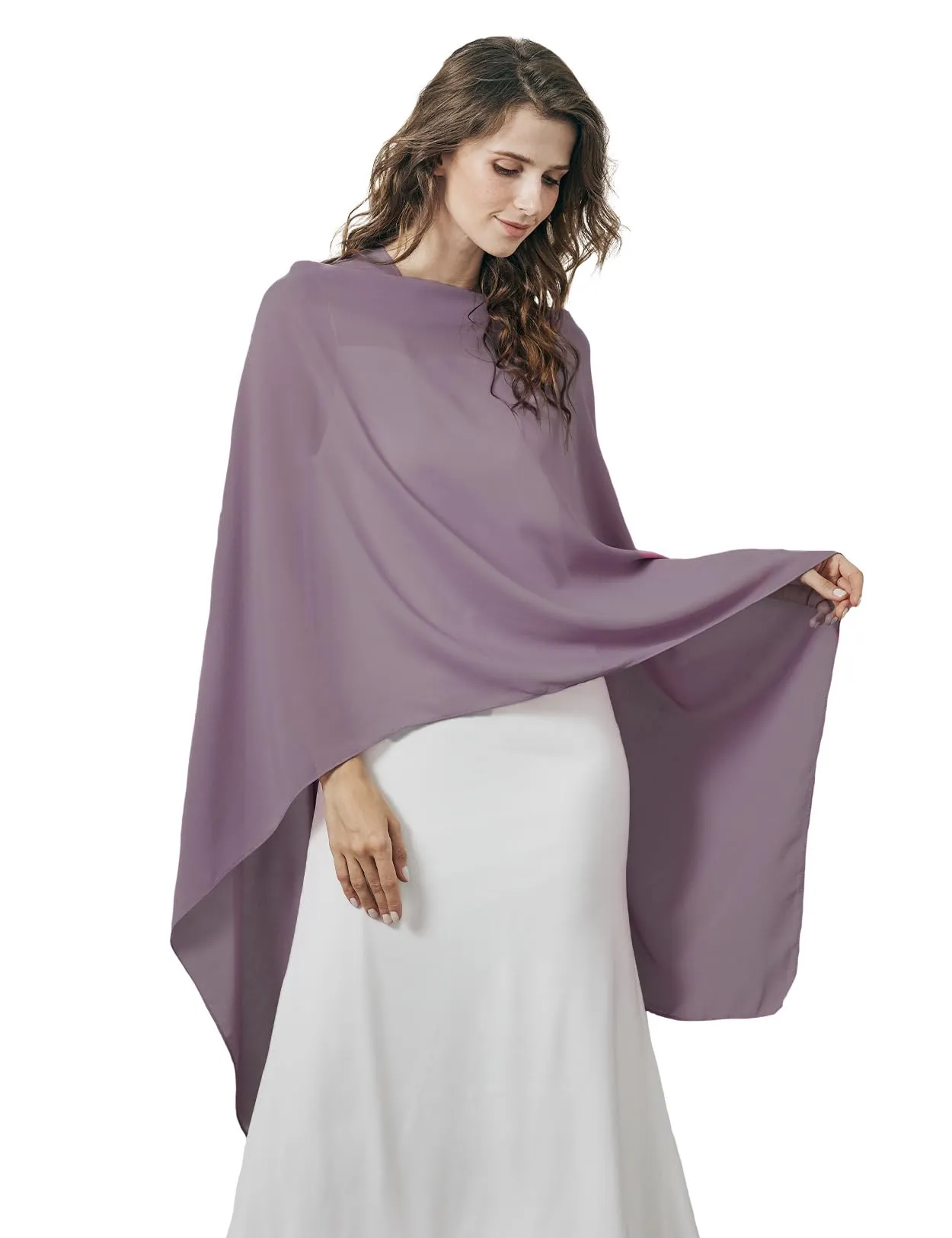 BEAUTELICATE Scialle Elegante Donna Poncho Coprispalle in Chiffon, Malva - immagine 1