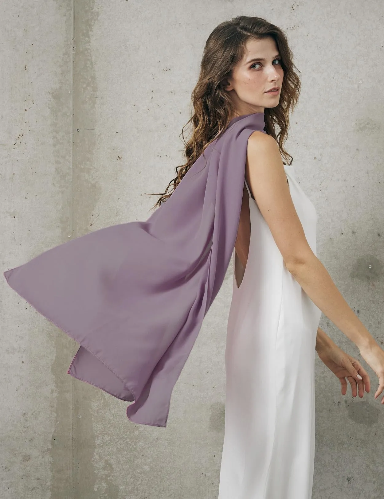 BEAUTELICATE Scialle Elegante Donna Poncho Coprispalle in Chiffon, Malva - immagine 4