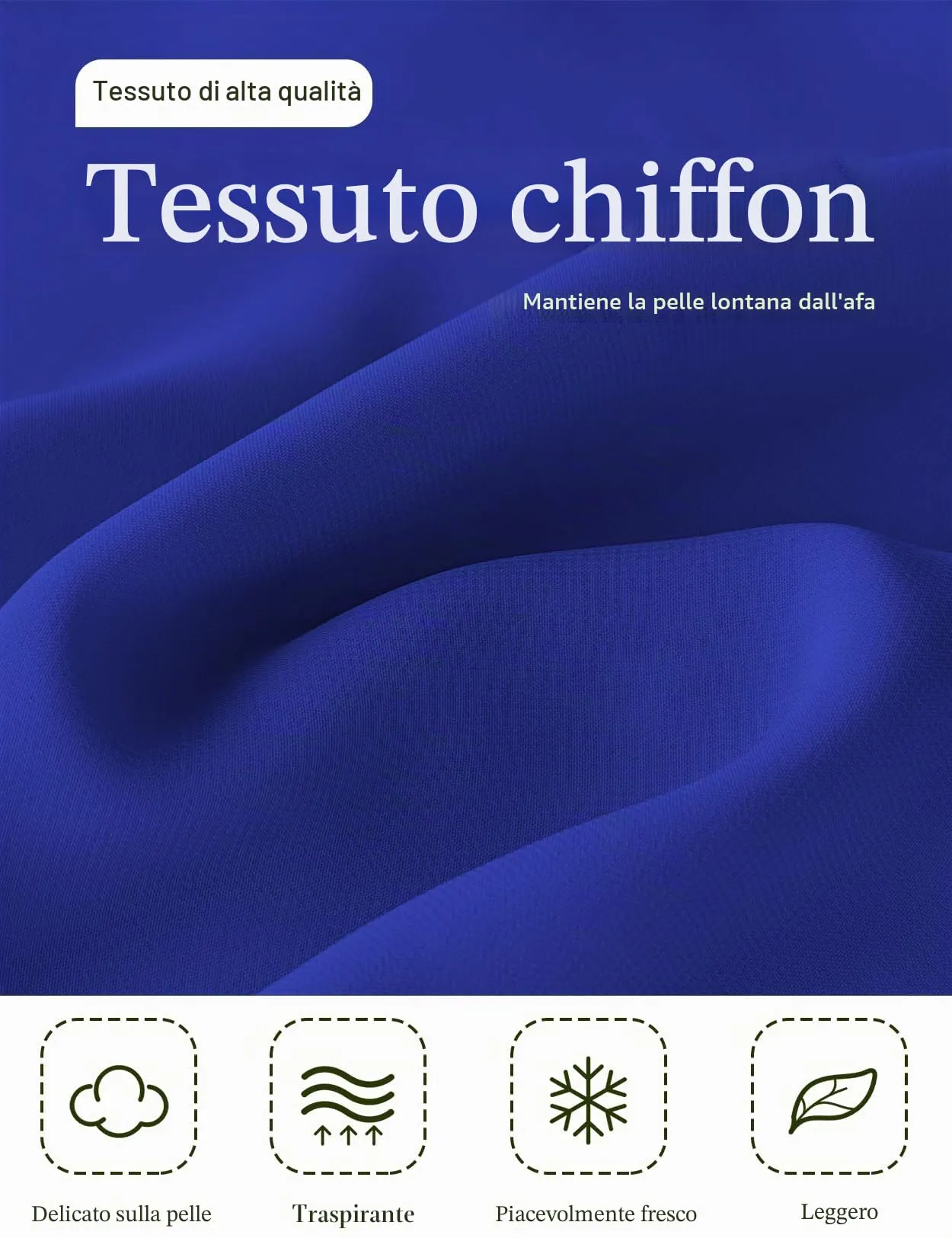 BEAUTELICATE Scialle Elegante Donna Poncho Coprispalle in Chiffon, Blu Reale - immagine 5