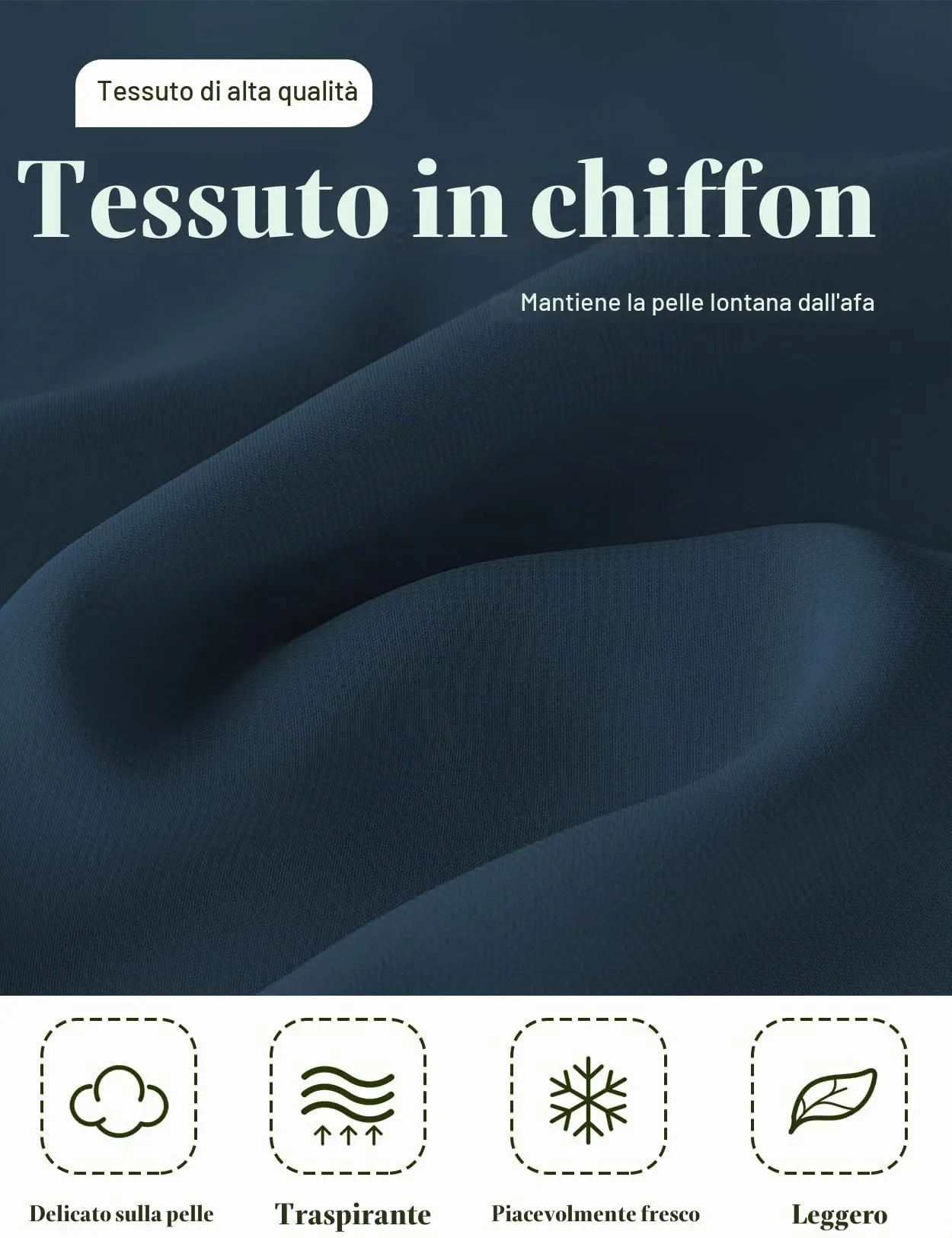 BEAUTELICATE Scialle Elegante Donna Poncho Coprispalle in Chiffon, Blu Notte - immagine 5