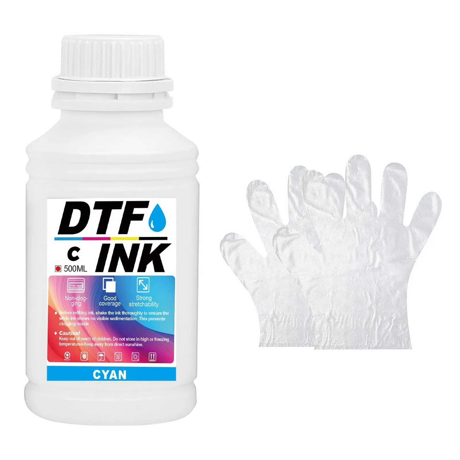 Creatorally Inchiostro DTF per Stampanti a Getto D'Inchiostro Pellicola PET Termica Compatibile con i3200, DX5/DX7, 5113, i4720, XP600 (Ciano, 500 ml) - immagine 1