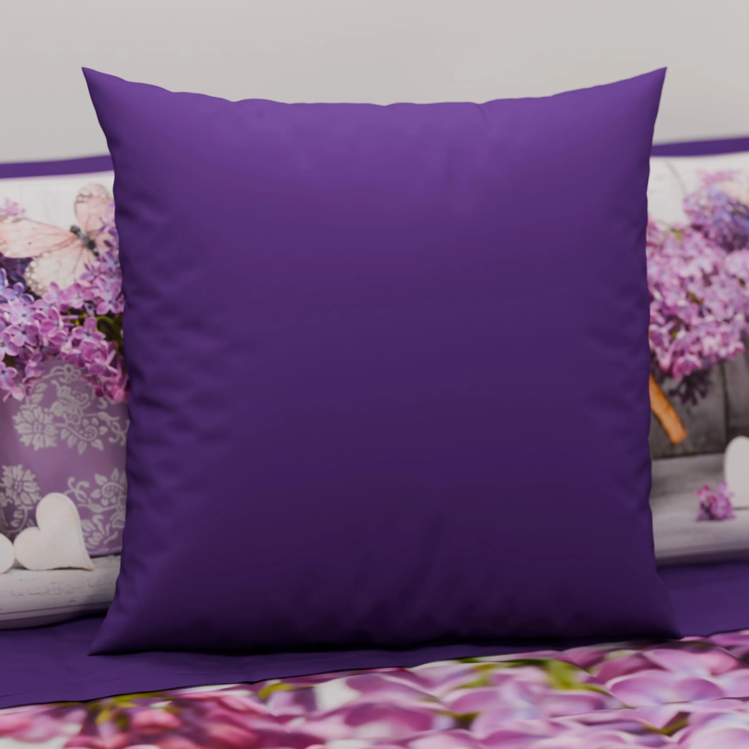 PETTI Artigiani Italiani Coppia di Federe Cuscino 30x30 cm in Microfibra, Viola, Set 2 - immagine 2