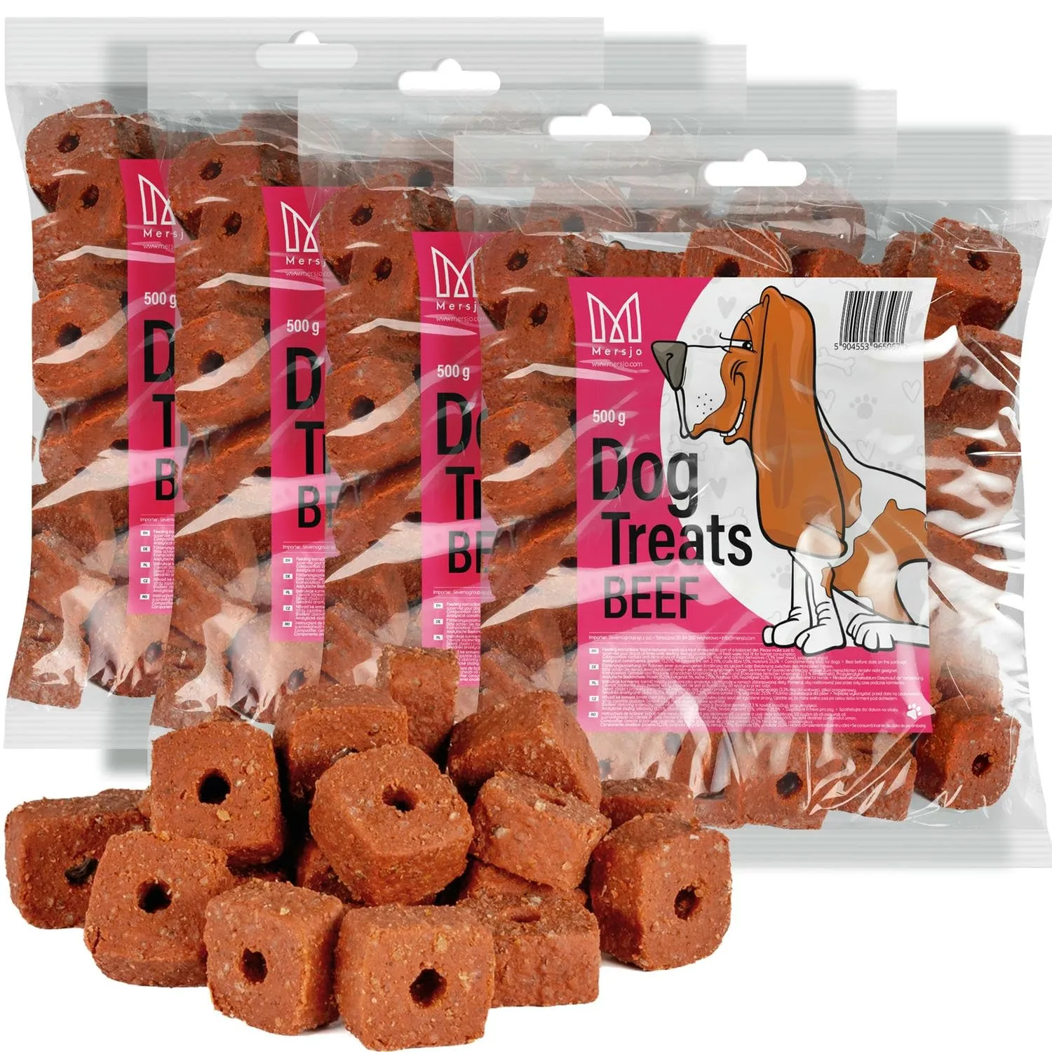 MERSJO Snack per Addestramento Cani, Bocconcini di Carne di Manzo Essiccati, 2000 g - immagine 1