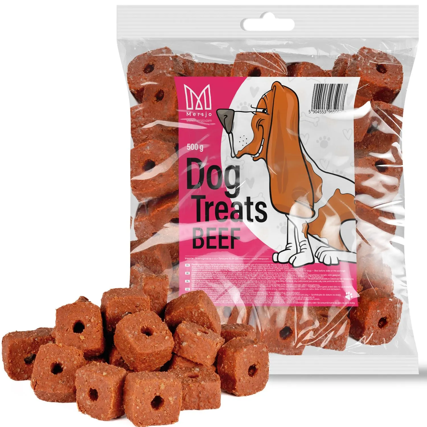MERSJO Snack per Addestramento Cani, Bocconcini di Carne di Manzo Essiccati, 2000 g - immagine 2