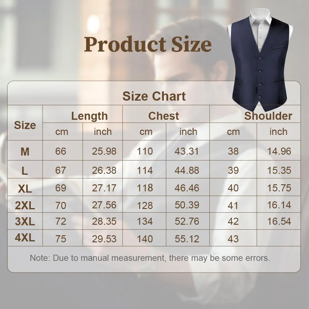 BSBUY Gilet da Abito da Uomo Nero, Formale Slim Fit con Scollo a V e Tasche - immagine 3