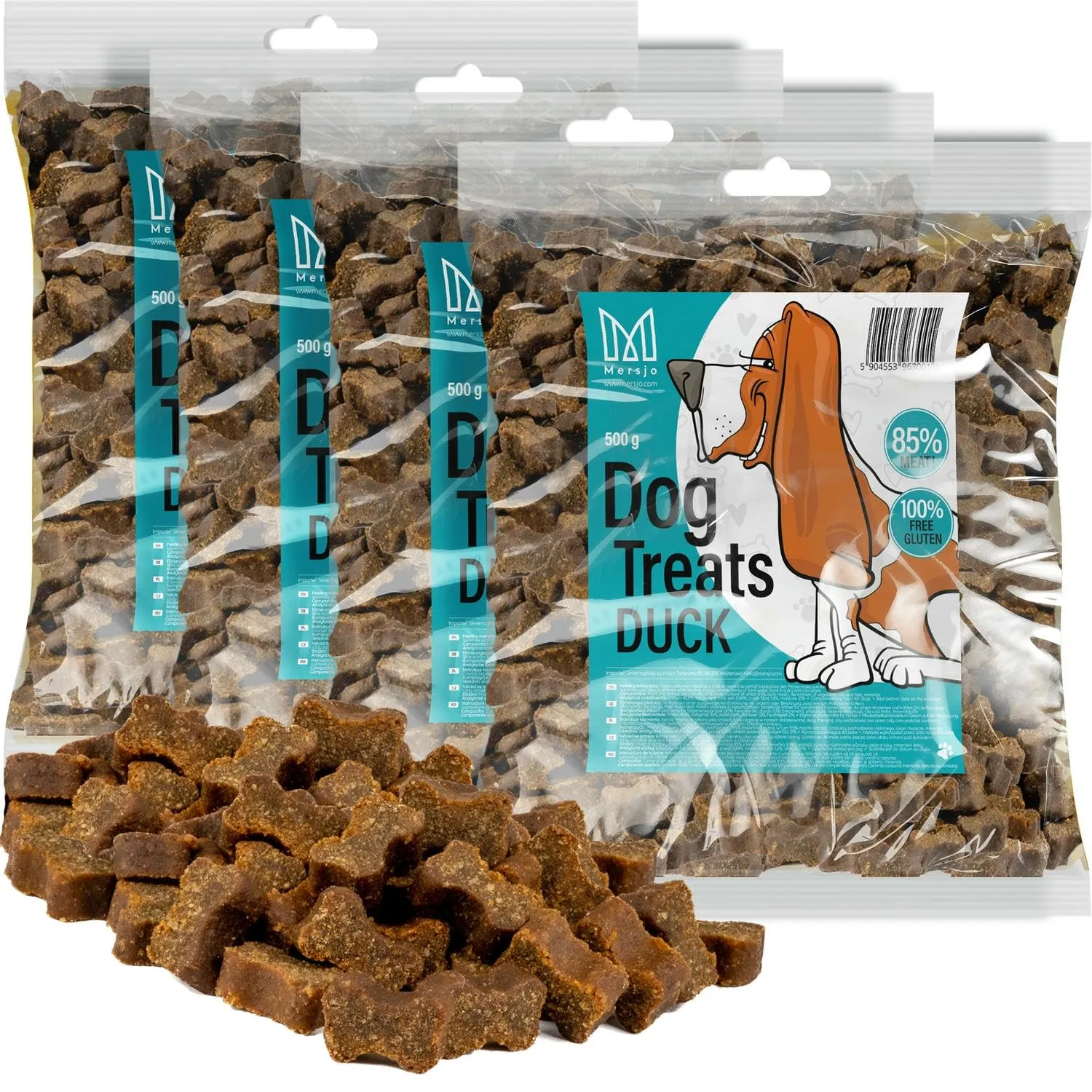 MERSJO Snack per addestramento cani, carne di anatra essiccata, 2000 g - immagine 1