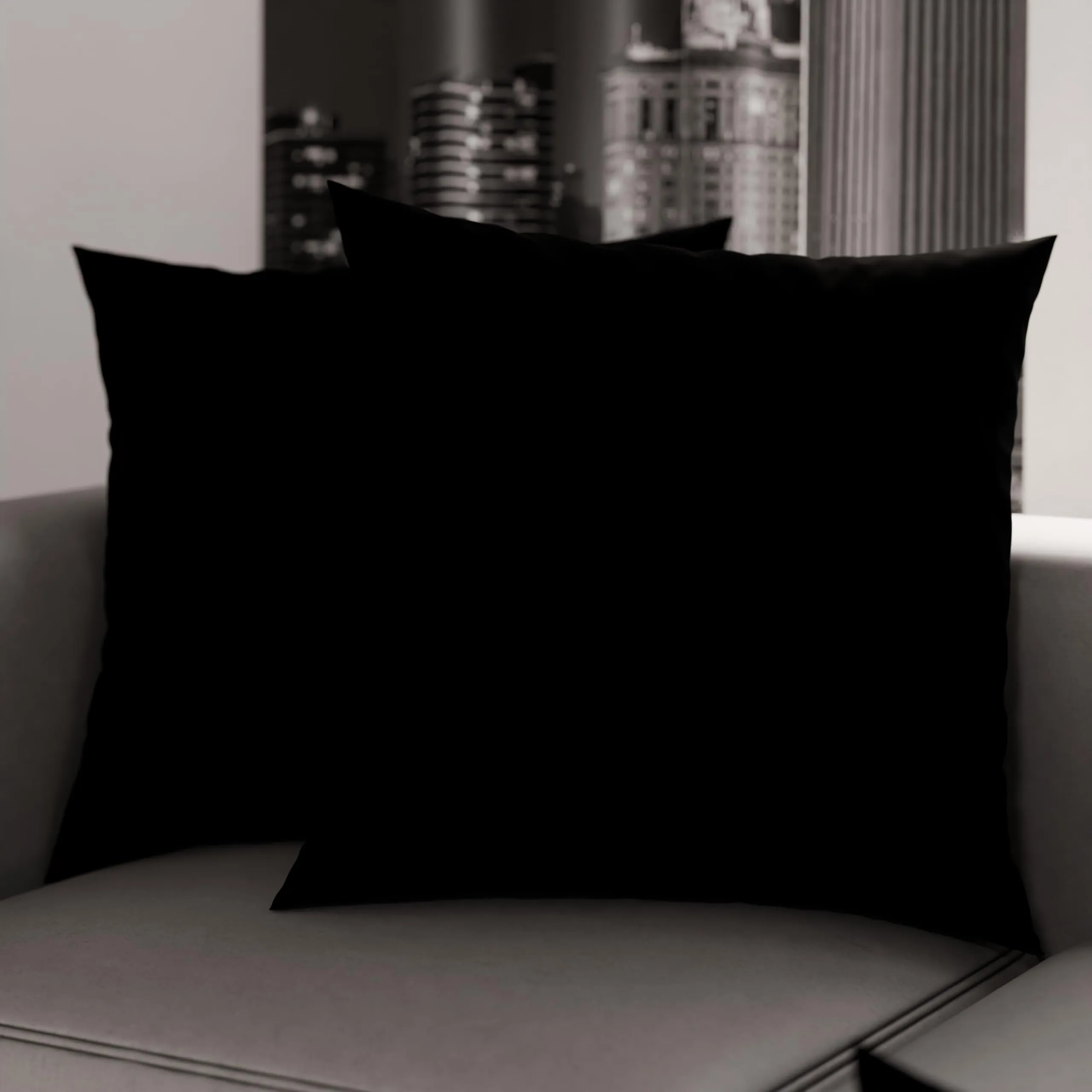 PETTI Artigiani Italiani Federe Cuscino 30x30 cm in Microfibra, Set 2 Fodere Tinta Unita Nero, Made in Italy - immagine 1