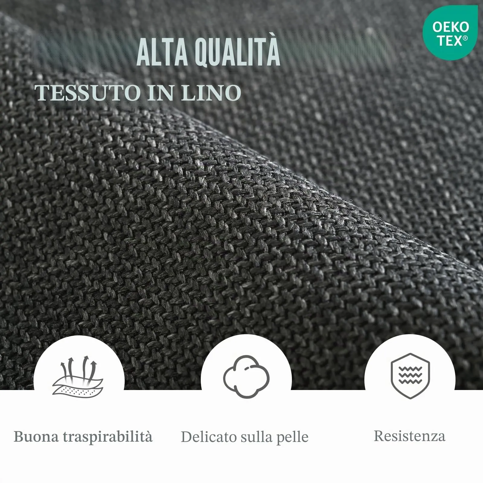 Goeurvant Set di 2 Sedie da Pranzo con Braccioli in Lino, Grigio Antracite - immagine 8