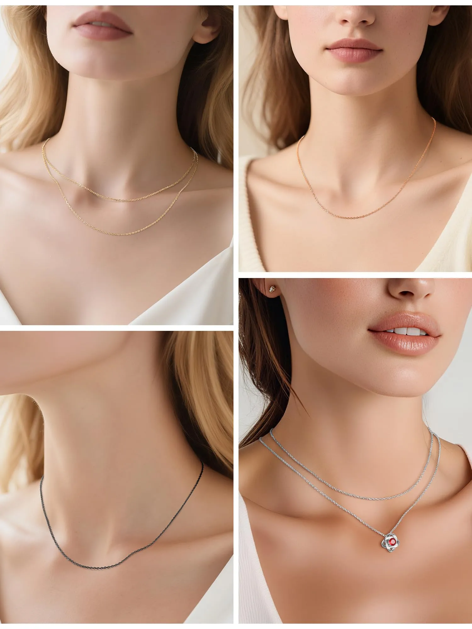 FaithHeart Collana Sottile in Acciaio Inossidabile Nero 1.4mm 60cm - immagine 9