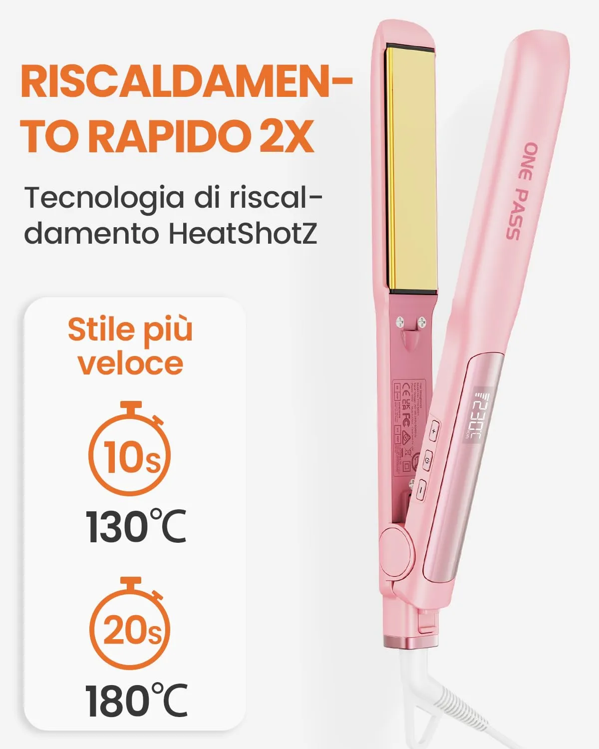 Faszin Piastra per Capelli Professionale in Titanio 30mm, 2 in 1, Magenta - immagine 3